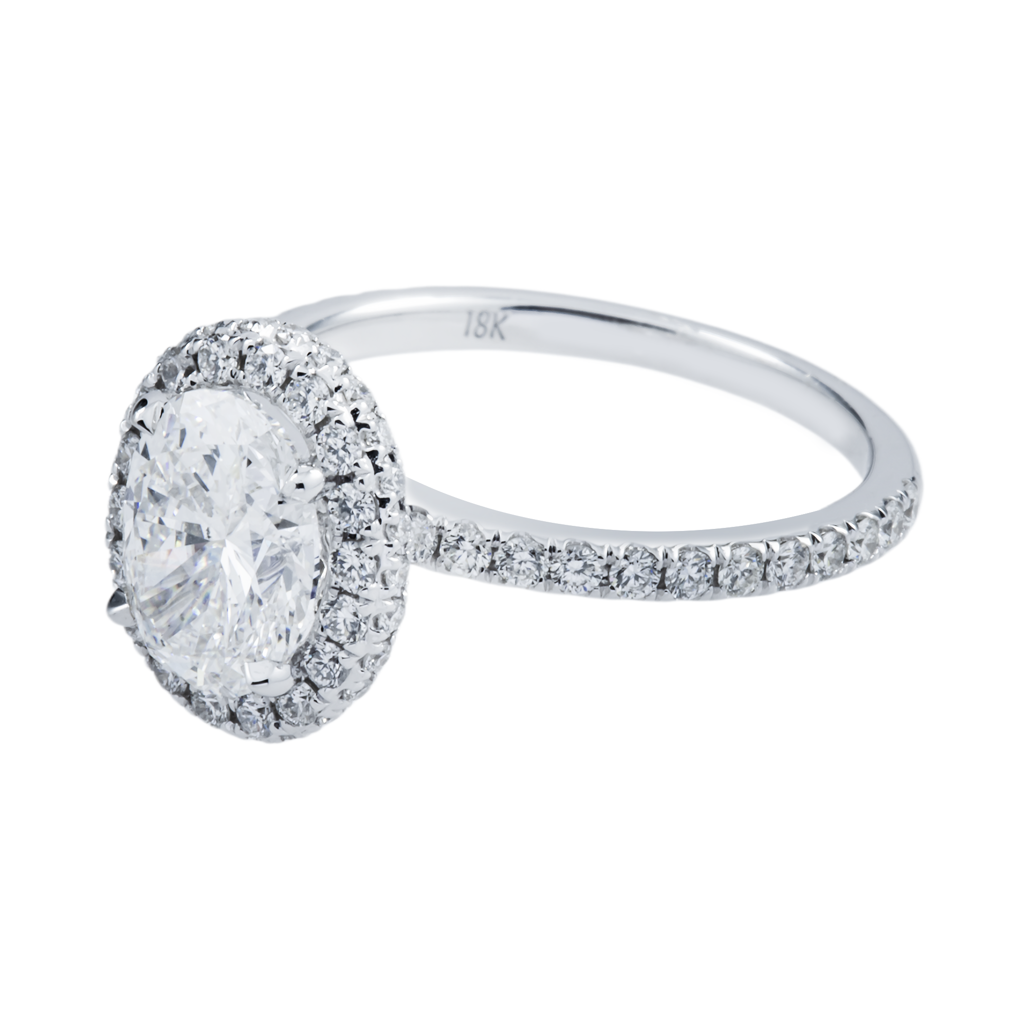 GIA 18K White Gold 1.55ct Oval Diamond Engagement Ring 2.27ctw