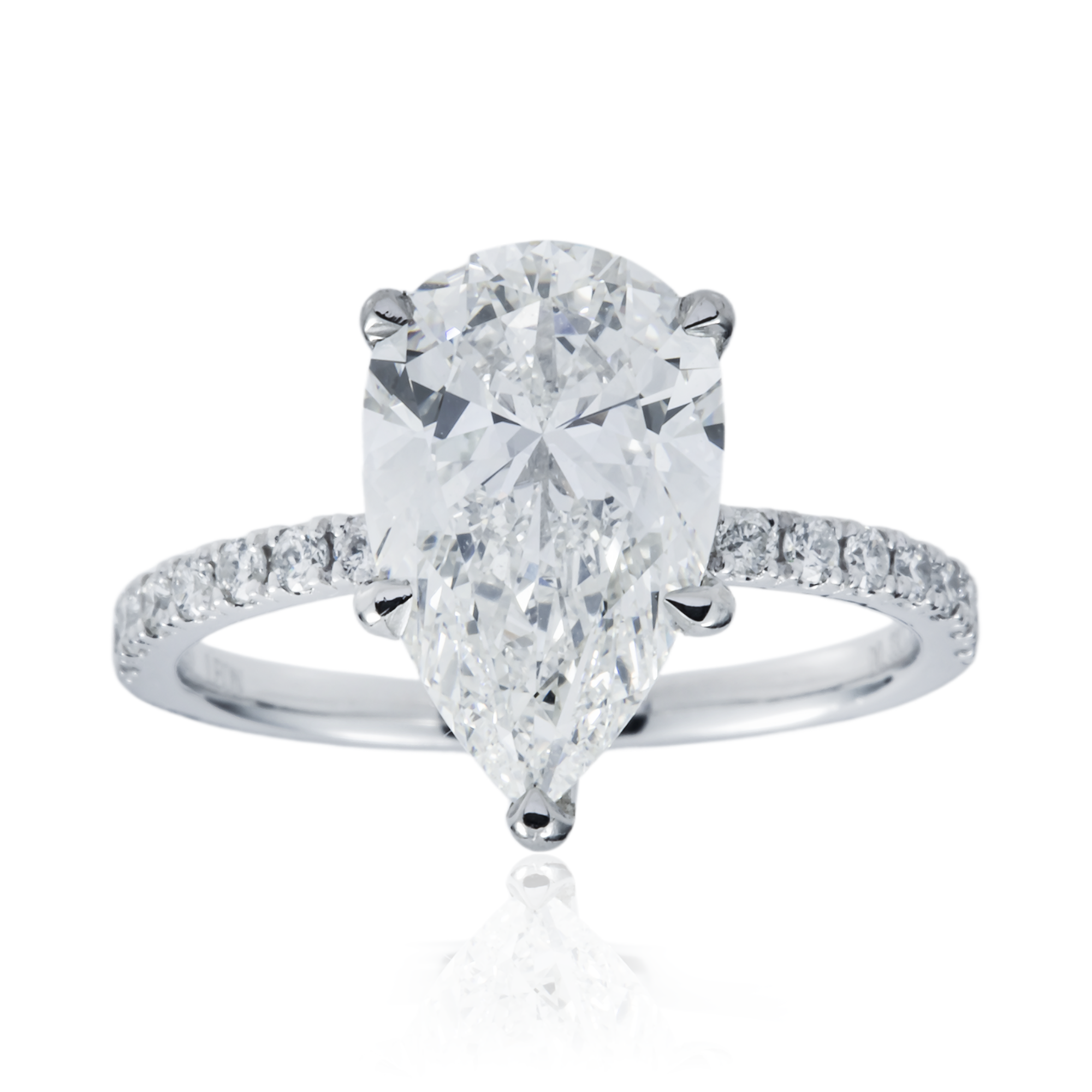 GIA Platinum 3.30ct Pear Diamond Engagement Ring 3.63ctw