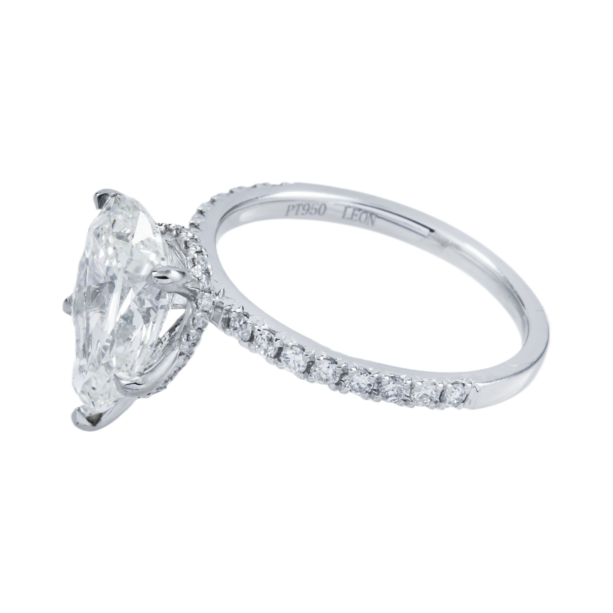 GIA Platinum 3.30ct Pear Diamond Engagement Ring 3.63ctw