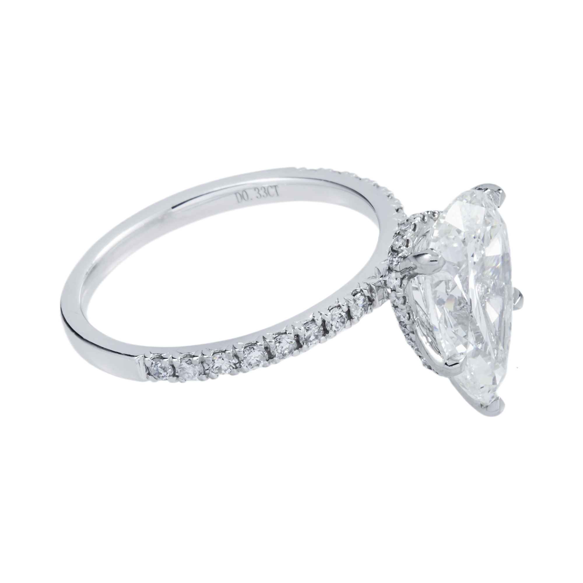 GIA Platinum 3.30ct Pear Diamond Engagement Ring 3.63ctw