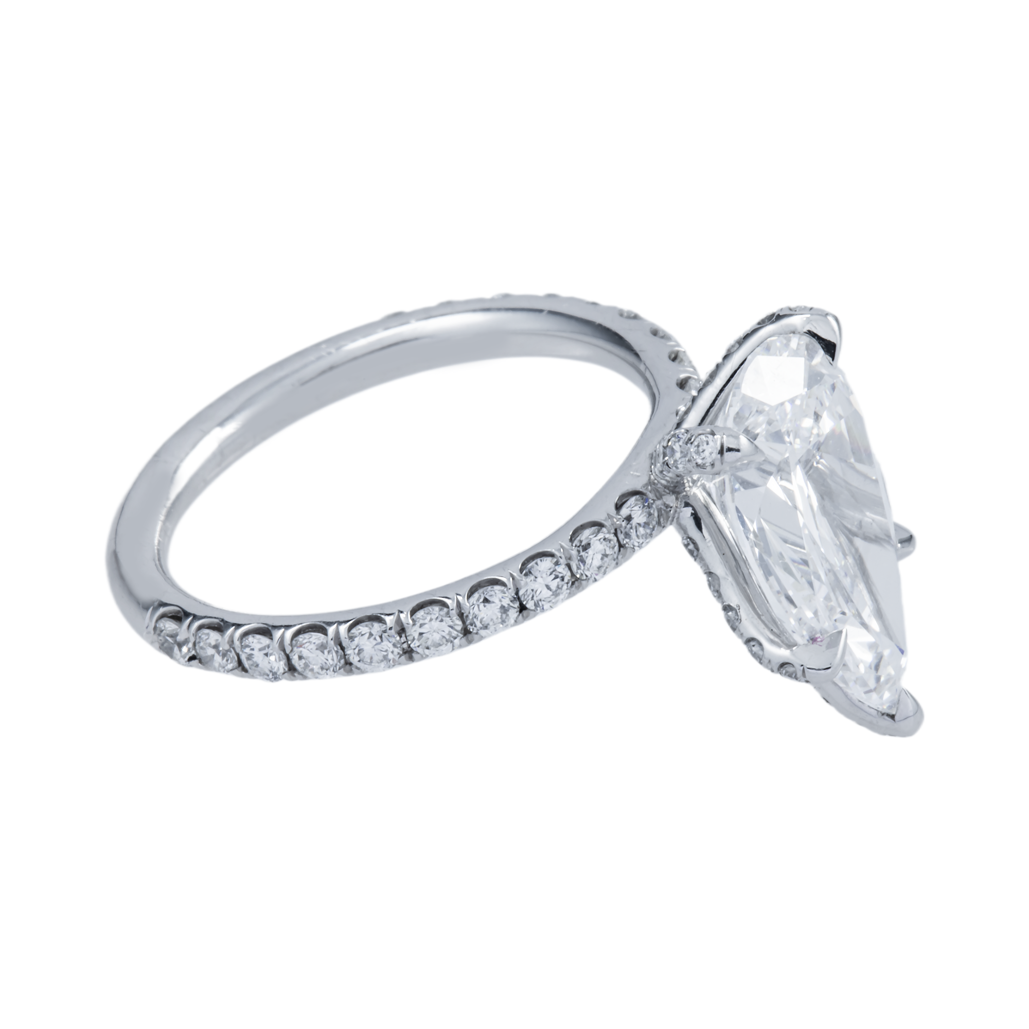 GIA Platinum 3.37ct Pear Cut Diamond Engagement Ring 4.17ctw