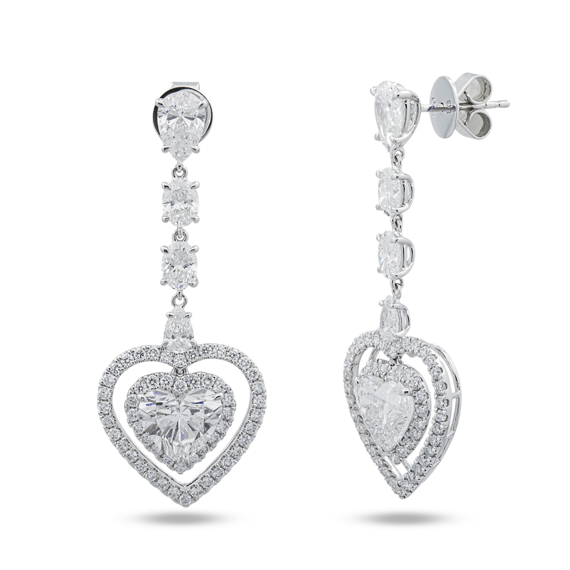 IGI 18K White Gold Multi Shape Diamond Drop Earrings 7.88ctw