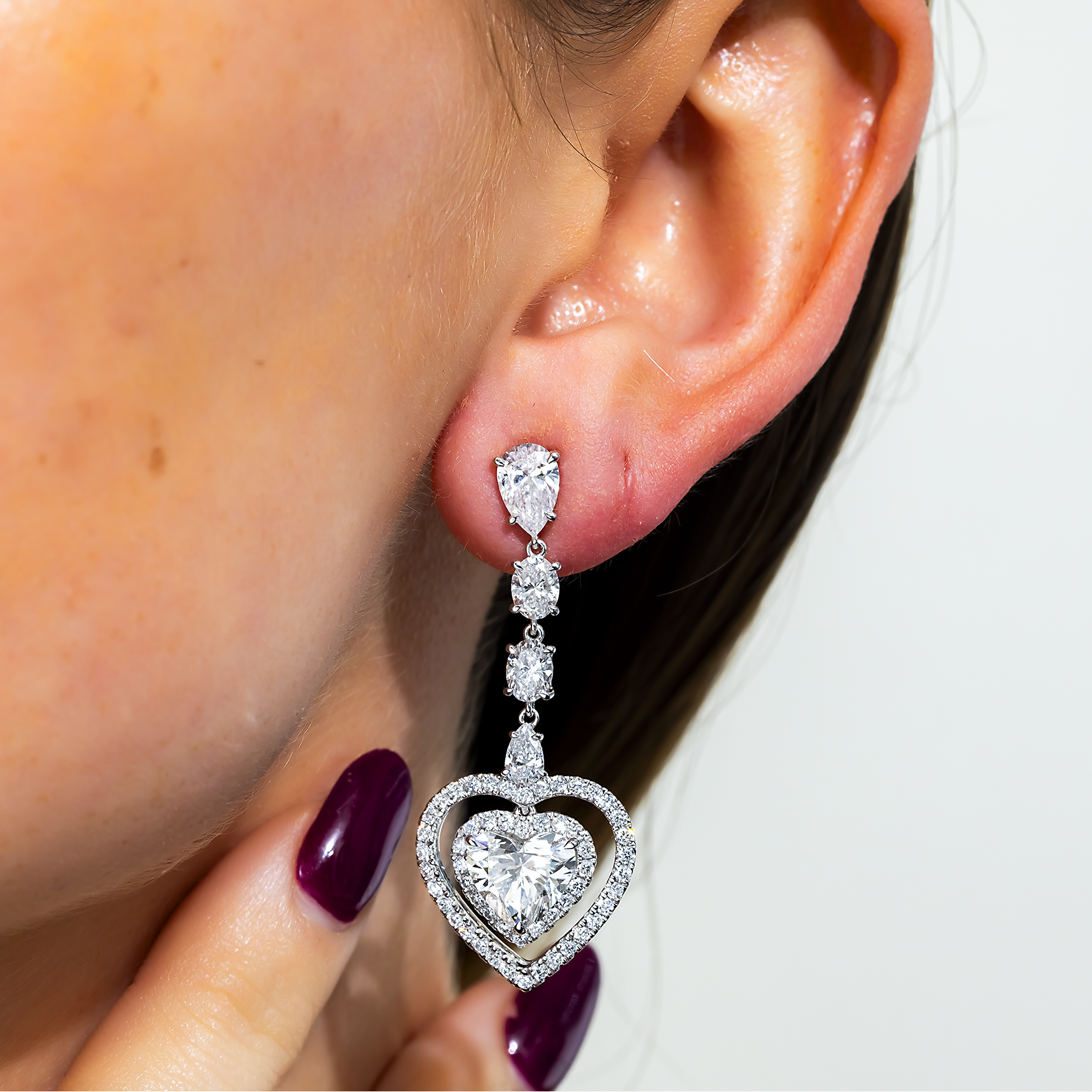 IGI 18K White Gold Multi Shape Diamond Drop Earrings 7.88ctw