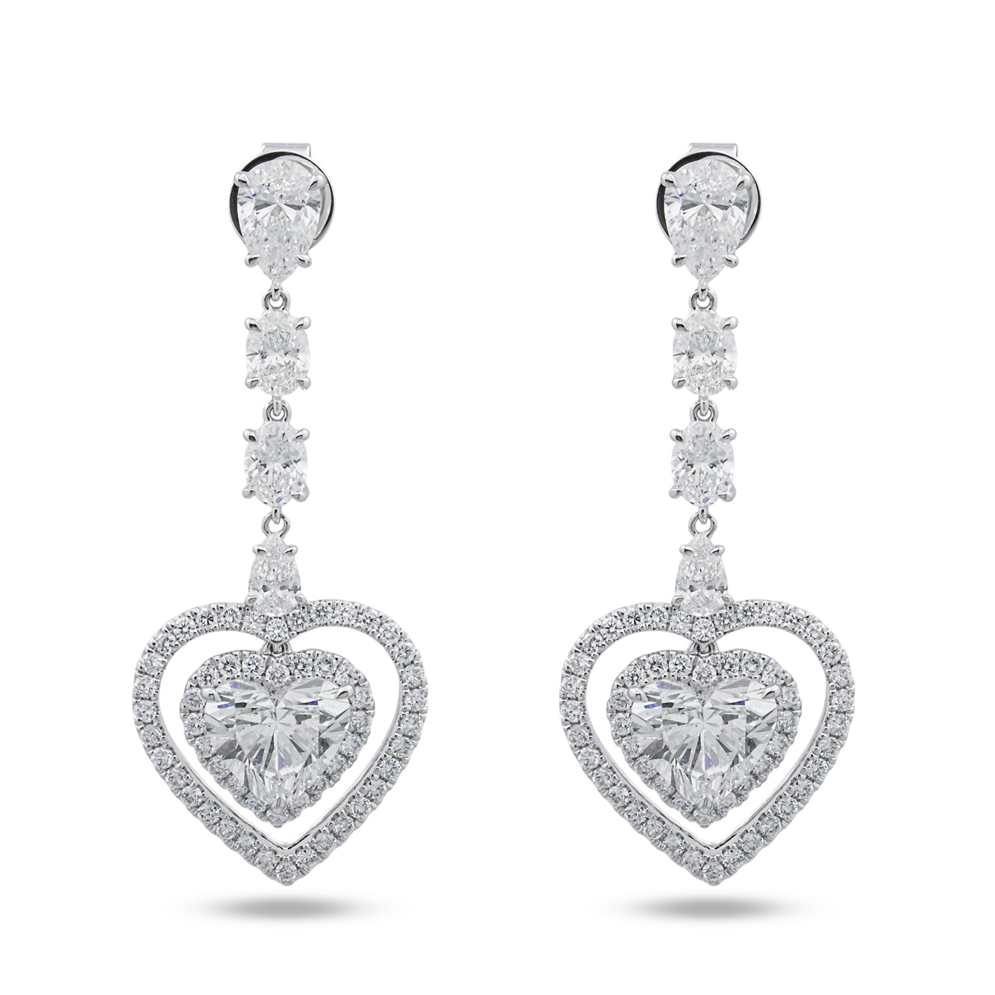 IGI 18K White Gold Multi Shape Diamond Drop Earrings 7.88ctw