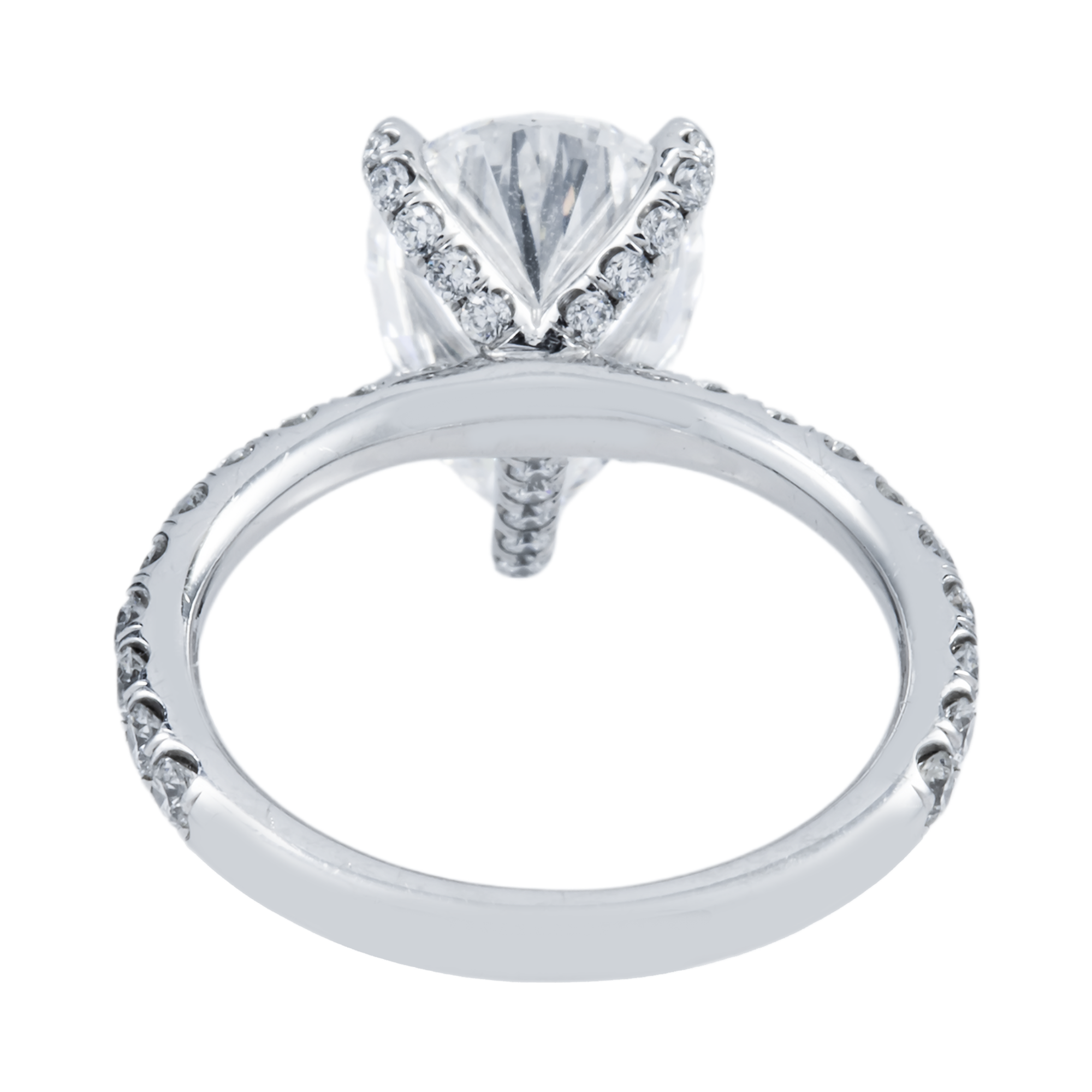 GIA Platinum 3.37ct Pear Cut Diamond Engagement Ring 4.17ctw