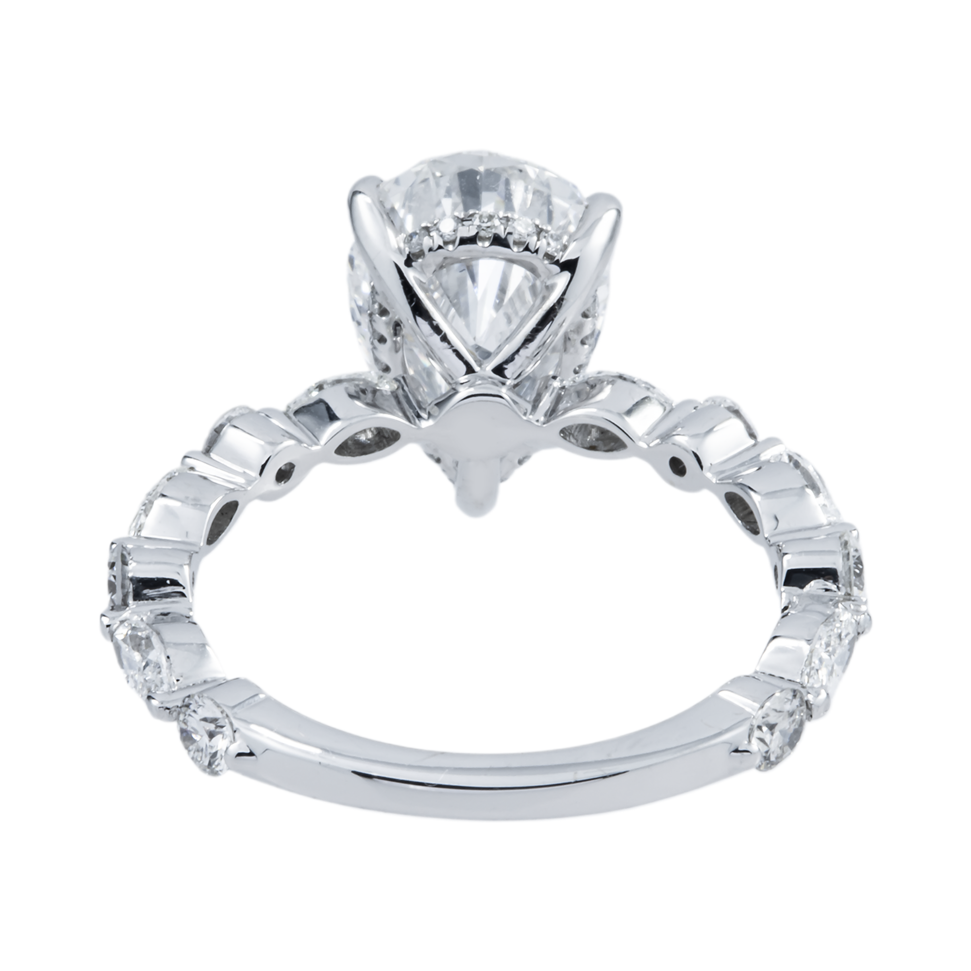 GIA 18K White Gold 3.0ct Pear Cut Diamond Engagement Ring 4.05ctw