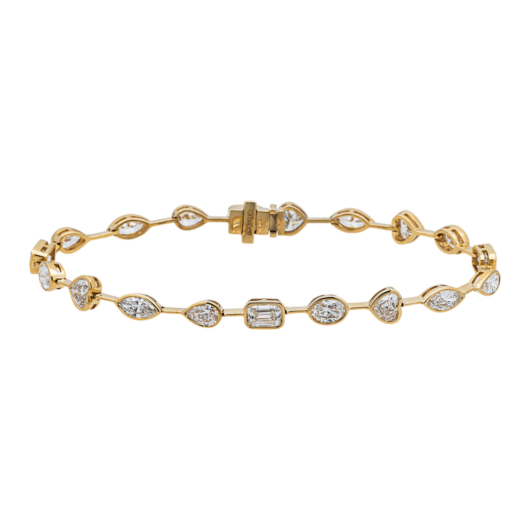 3 in 1 - 14K Yellow Gold Multi Shape Diamond Necklace & Bracelet Set 17.15ctw