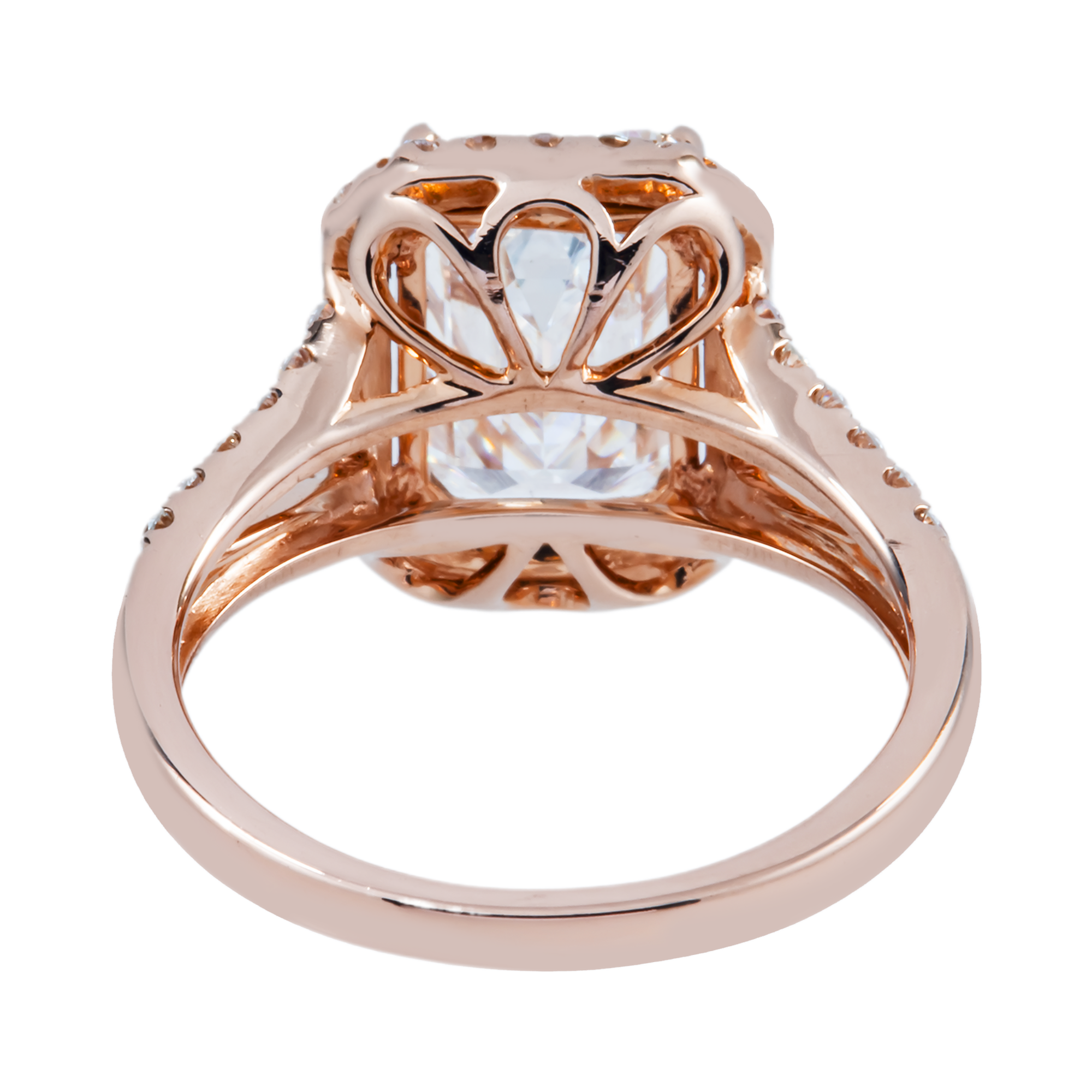 14K Rose Gold 3.5ct Emerald Cut Diamond Engagement Ring 4.07ctw