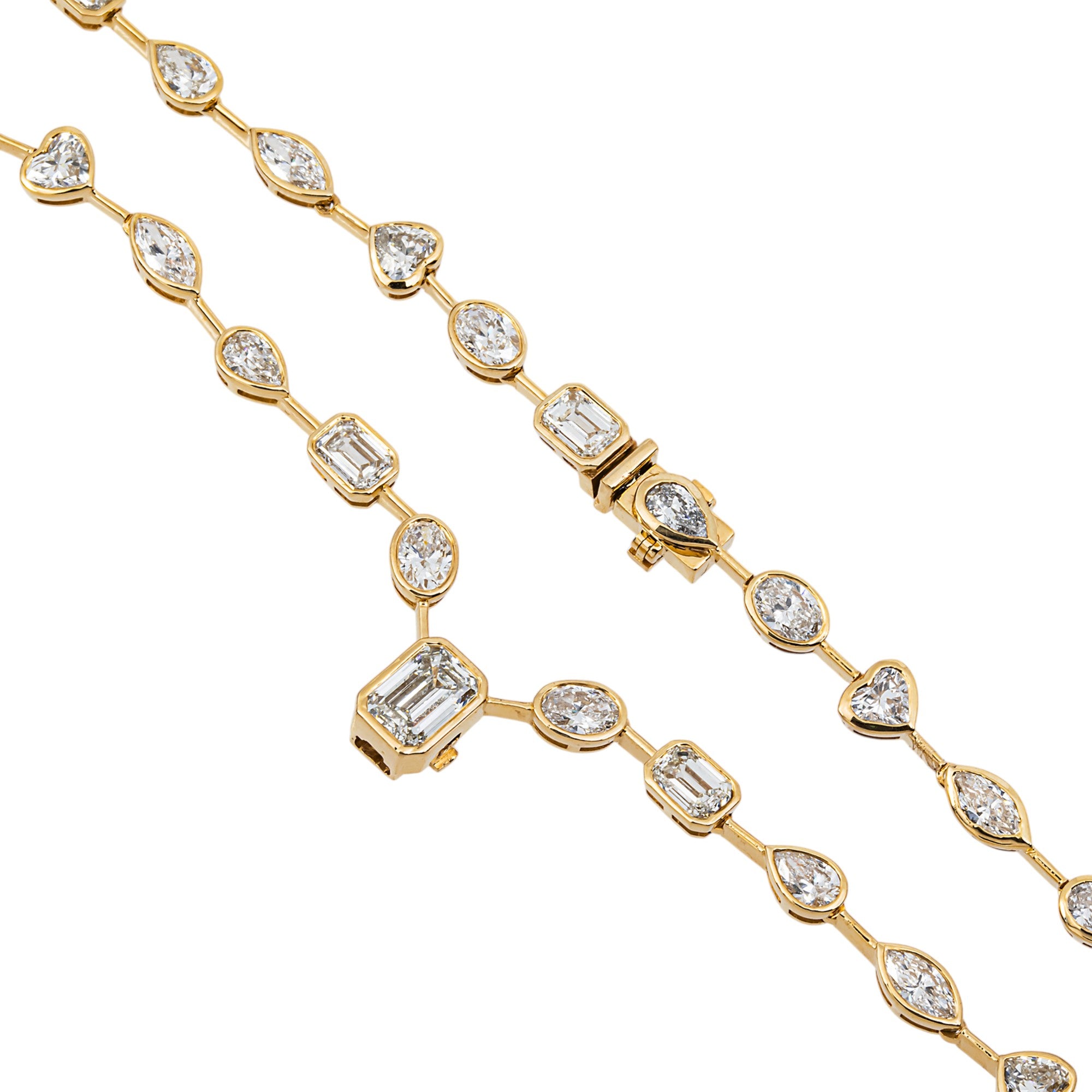 3 in 1 - 14K Yellow Gold Multi Shape Diamond Necklace & Bracelet Set 17.15ctw