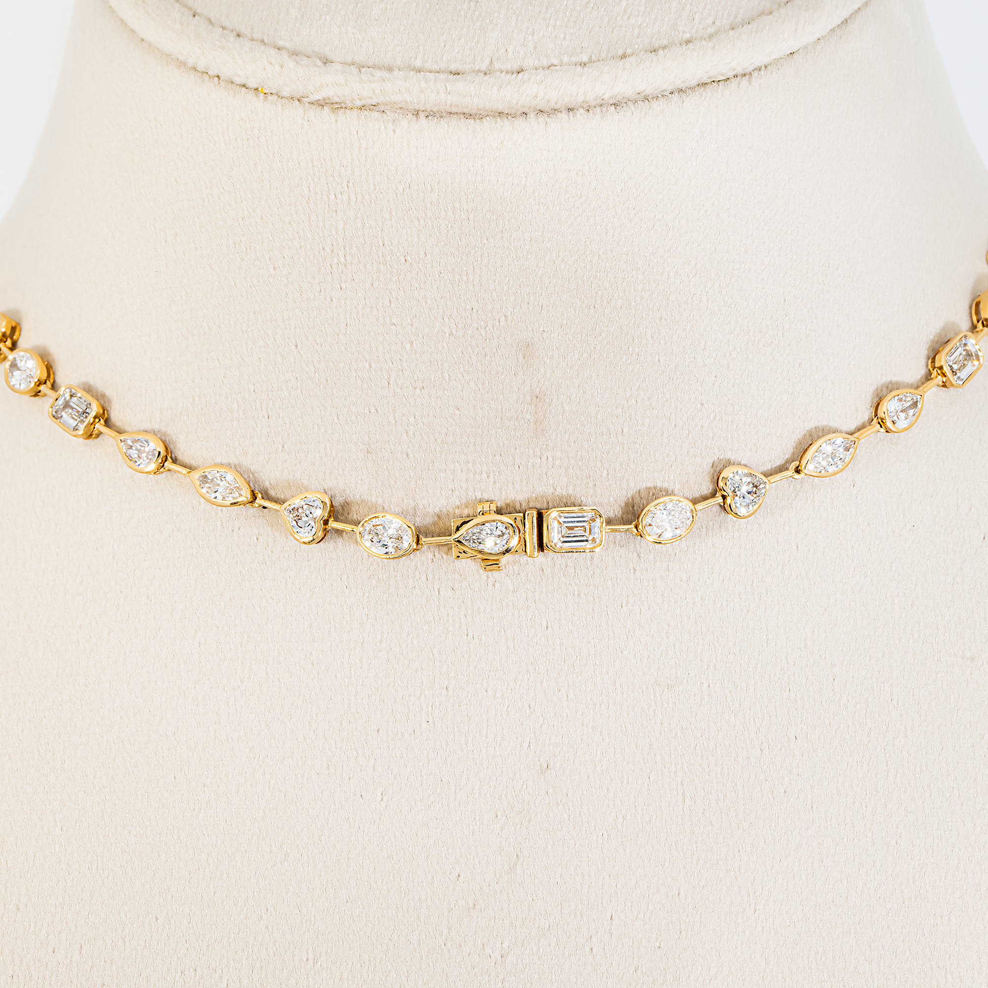 3 in 1 - 14K Yellow Gold Multi Shape Diamond Necklace & Bracelet Set 17.15ctw