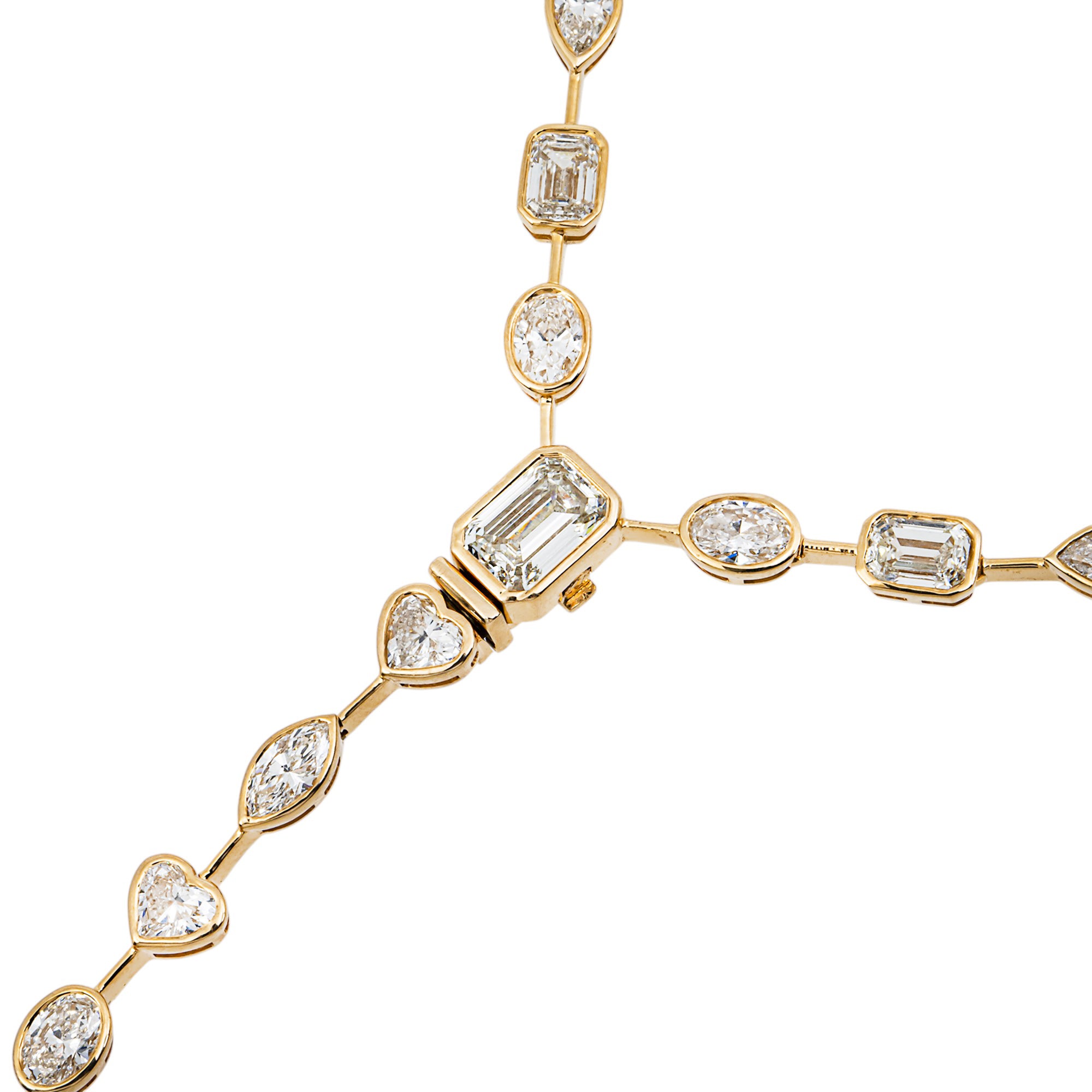 3 in 1 - 14K Yellow Gold Multi Shape Diamond Necklace & Bracelet Set 17.15ctw