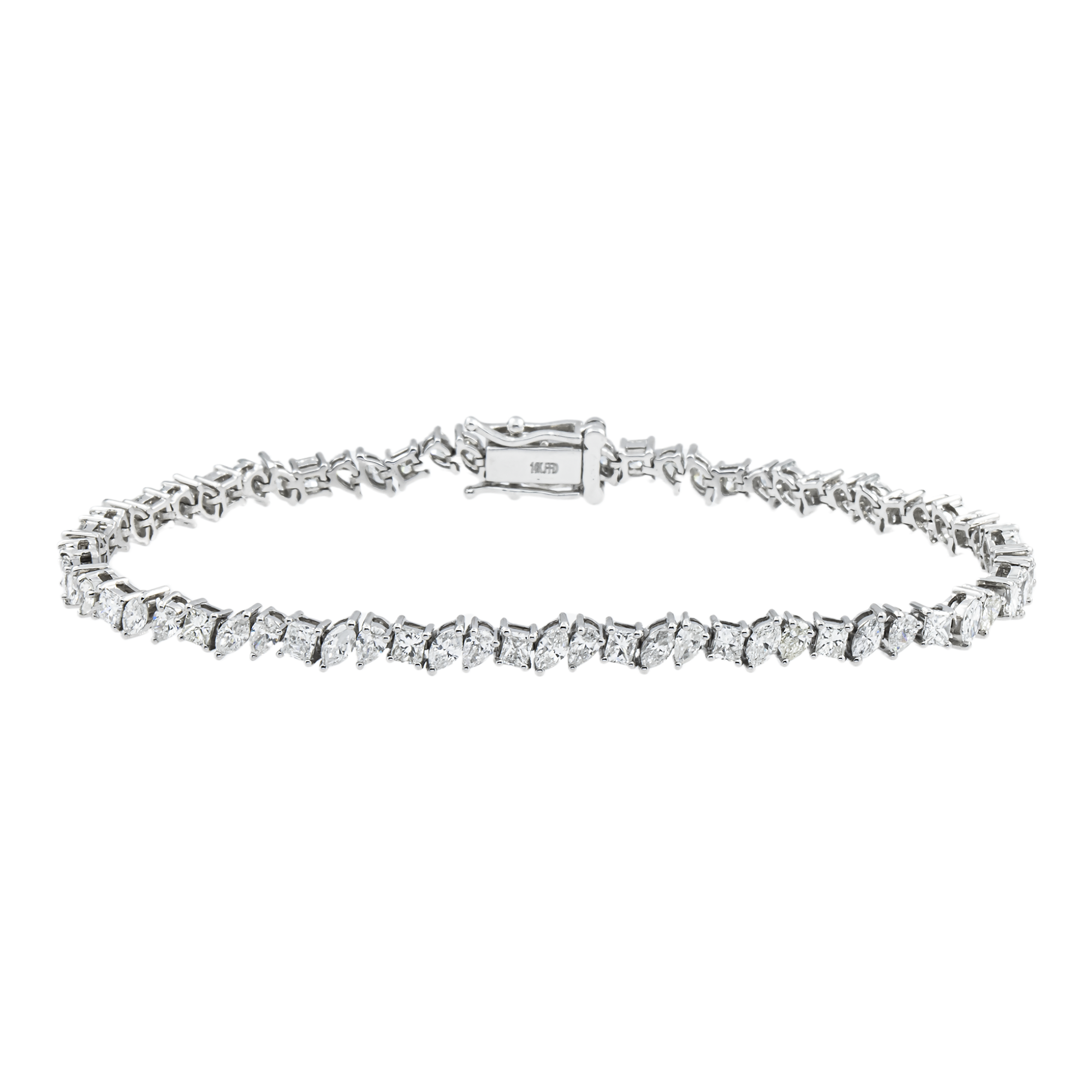 14K White Gold Multi Cut Diamond Tennis Bracelet 4.52ct