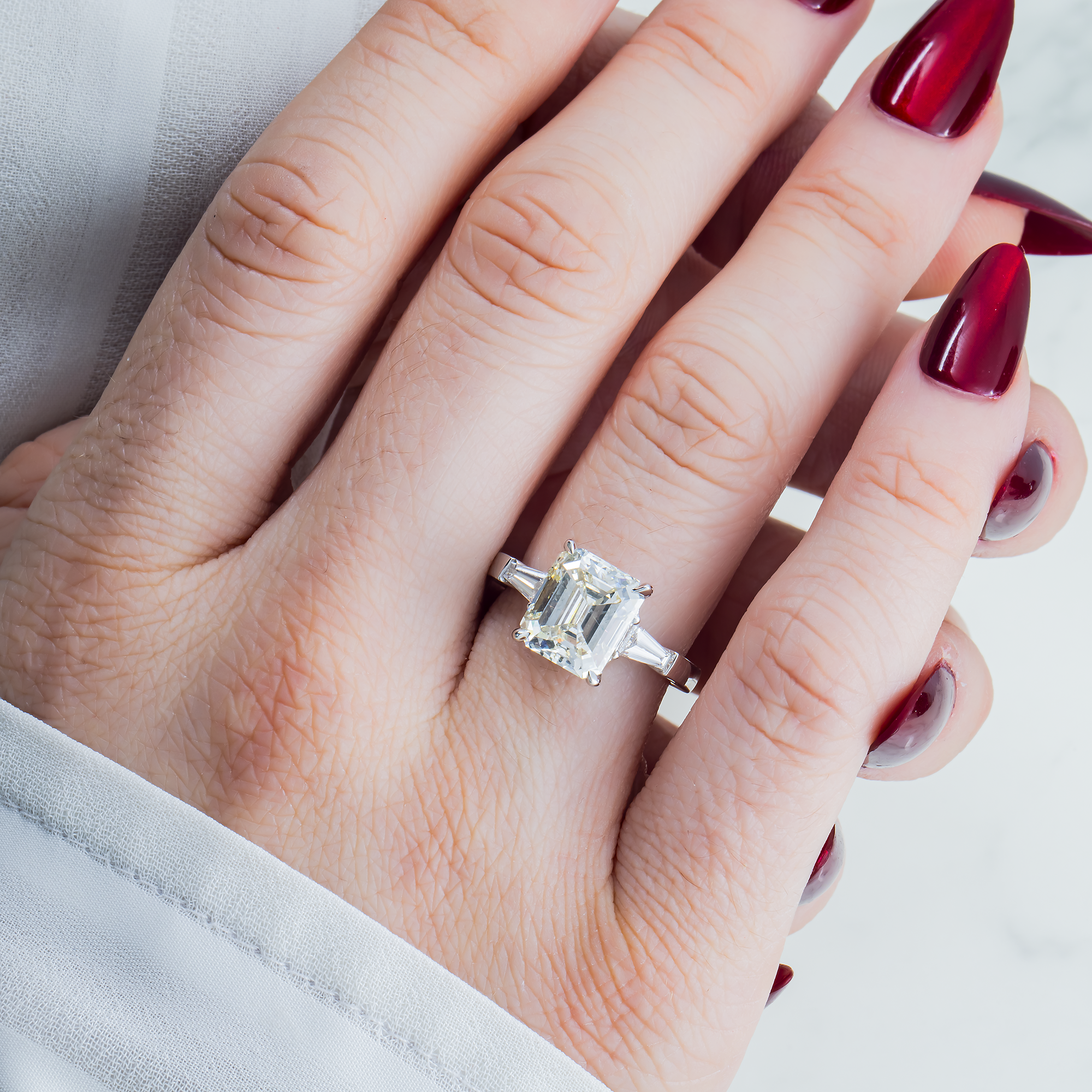 Platinum 4.02ct Emerald Cut Diamond Engagement Ring 4.46ctw