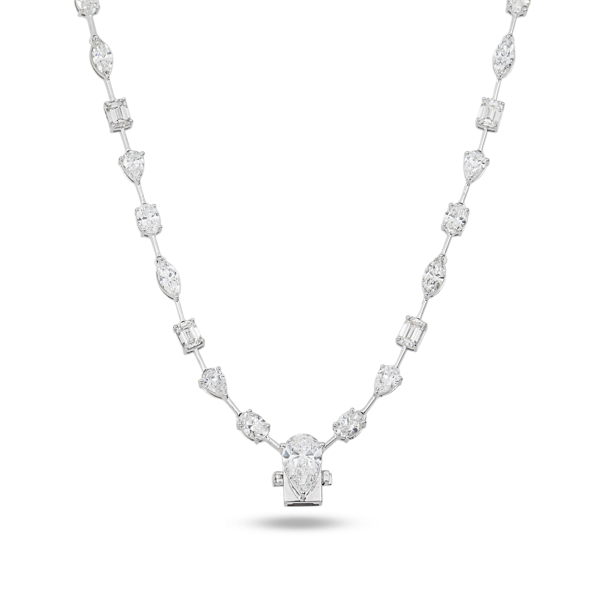 3 in 1 - 14K White Gold Multi Shape Diamond Necklace & Bracelet Set 16.74ctw