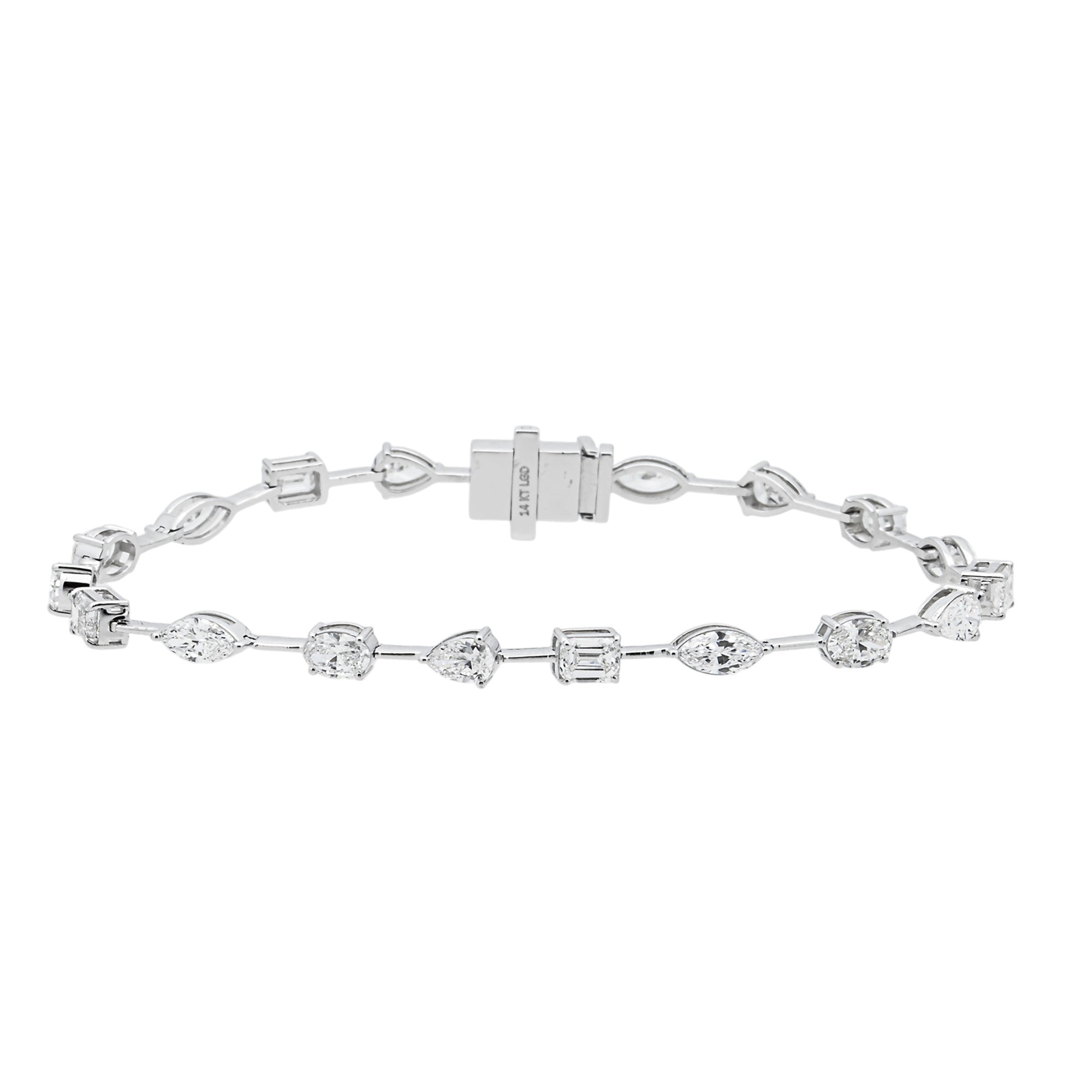 3 in 1 - 14K White Gold Multi Shape Diamond Necklace & Bracelet Set 16.74ctw