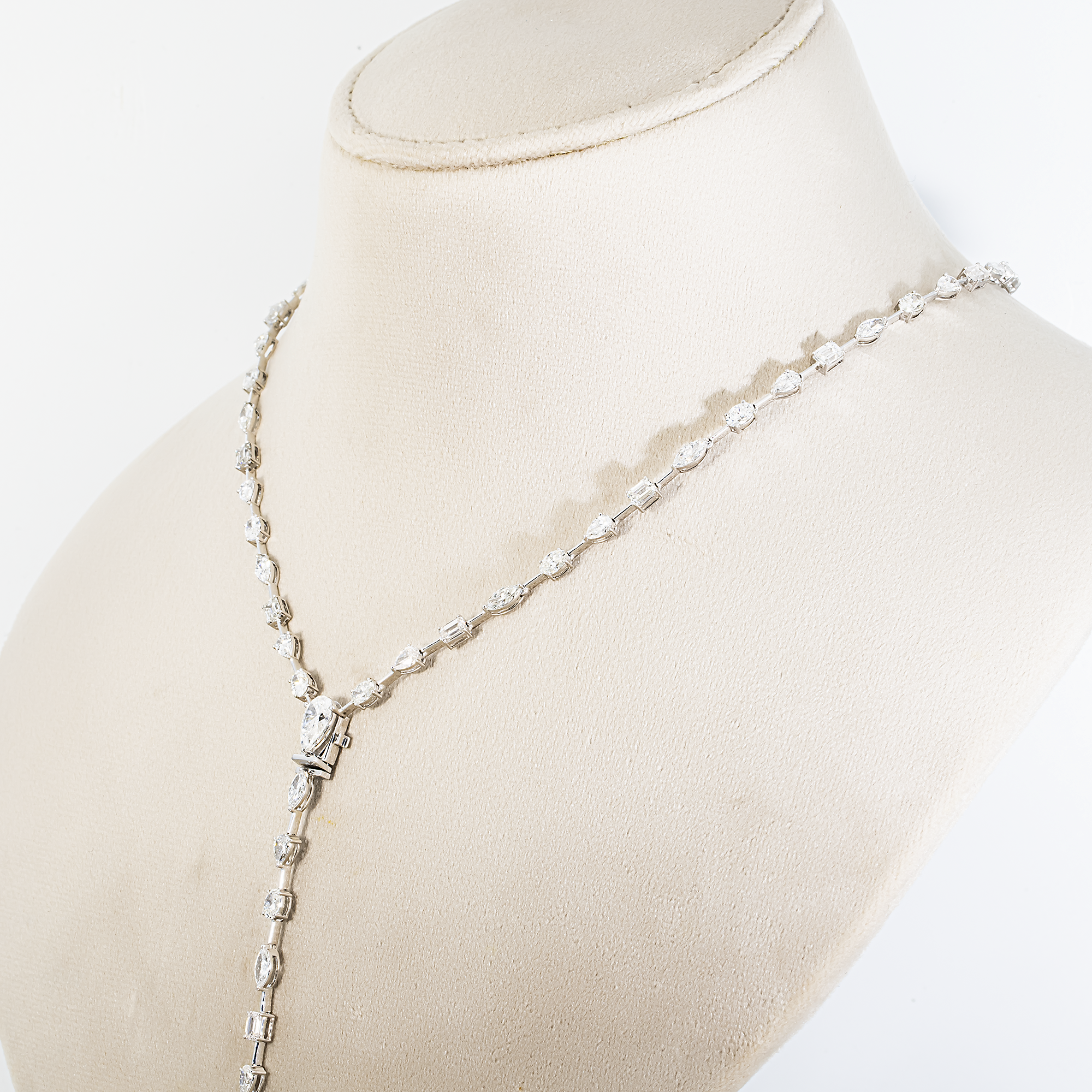3 in 1 - 14K White Gold Multi Shape Diamond Necklace & Bracelet Set 16.74ctw