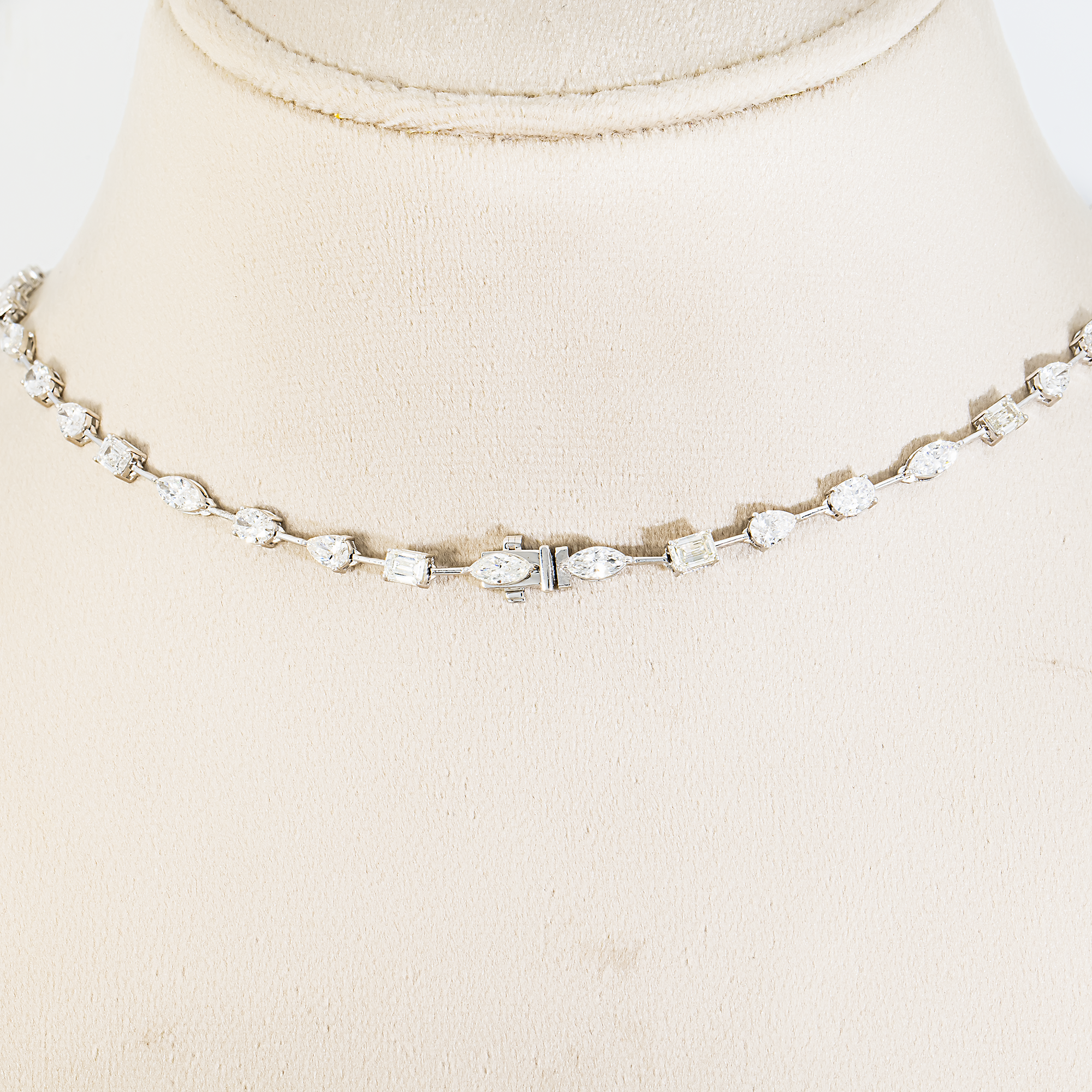 3 in 1 - 14K White Gold Multi Shape Diamond Necklace & Bracelet Set 16.74ctw