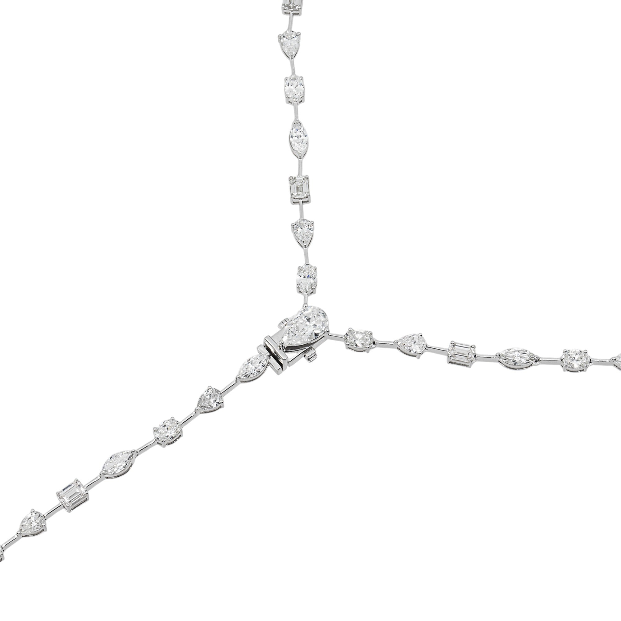 3 in 1 - 14K White Gold Multi Shape Diamond Necklace & Bracelet Set 16.74ctw