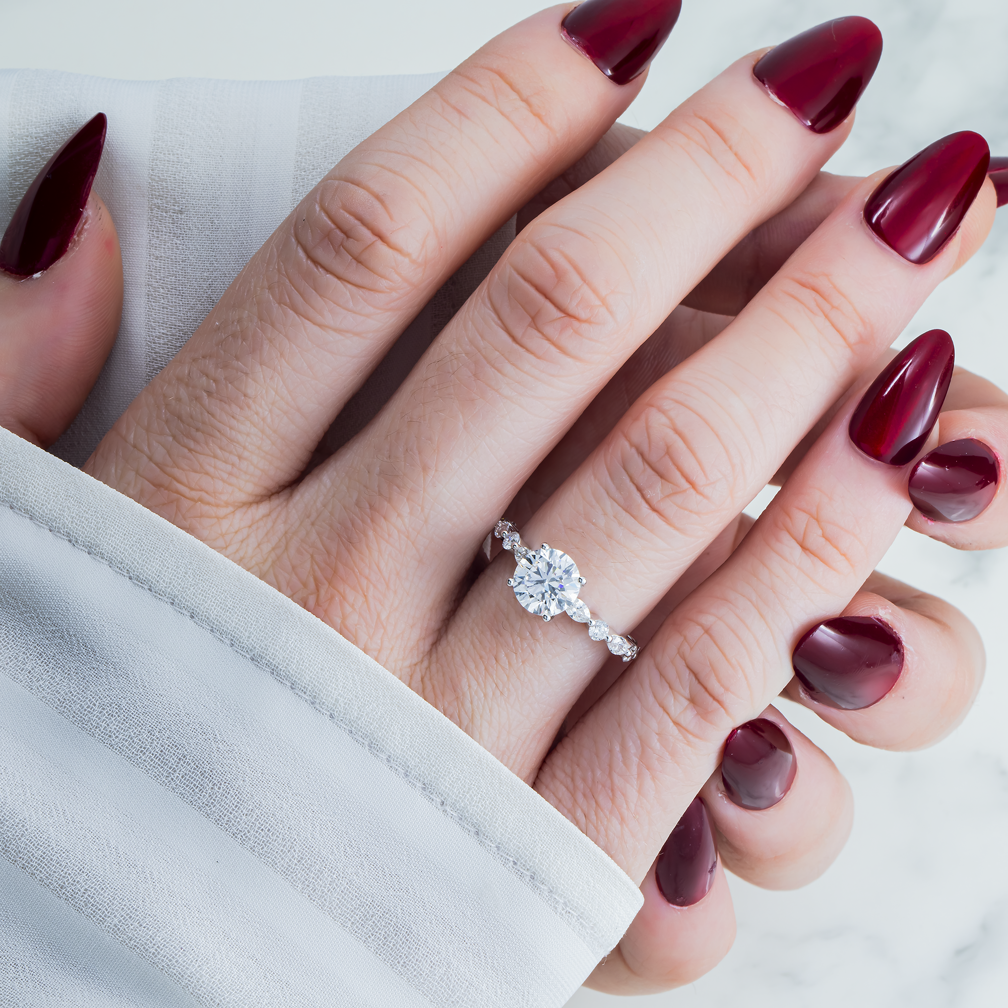 18K White Gold 1.54ct Round Diamond Engagement Ring 2.36ctw