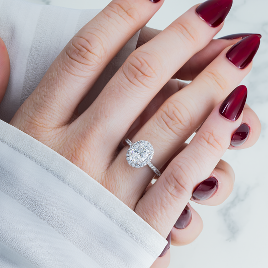 GIA 18K White Gold 1.55ct Oval Cut Diamond Engagement Ring 2.27ctw