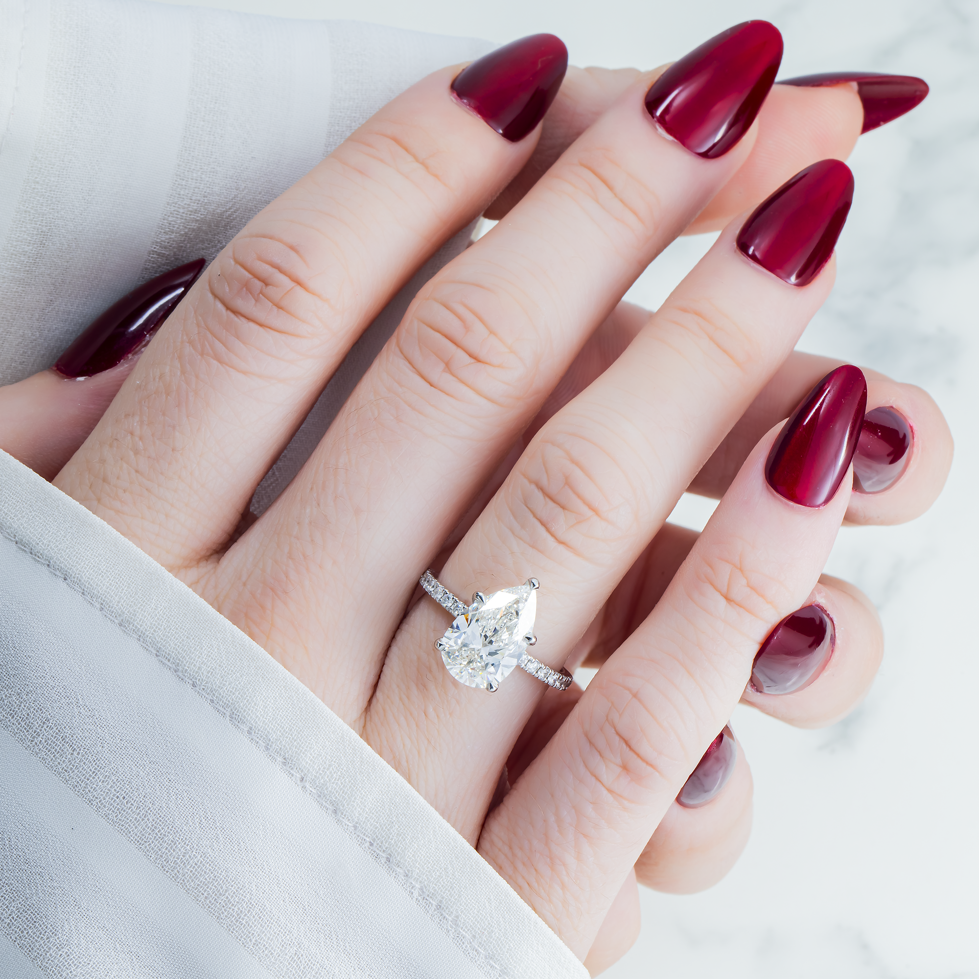 GIA Platinum 3.30ct Pear Diamond Engagement Ring 3.63ctw