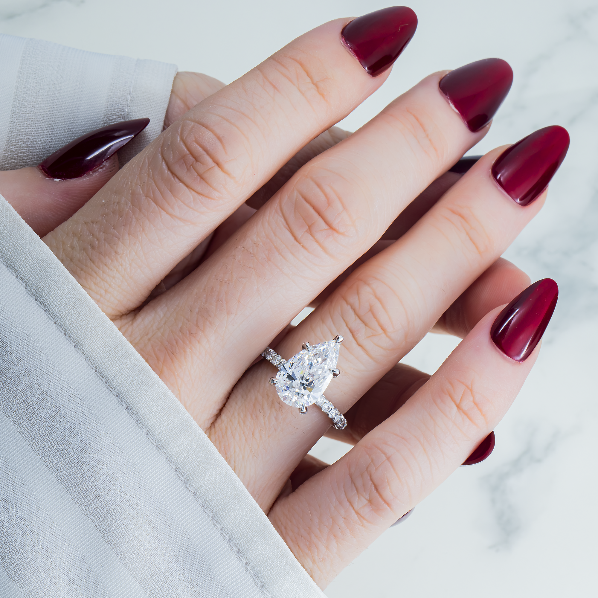GIA Platinum 3.37ct Pear Cut Diamond Engagement Ring 4.17ctw