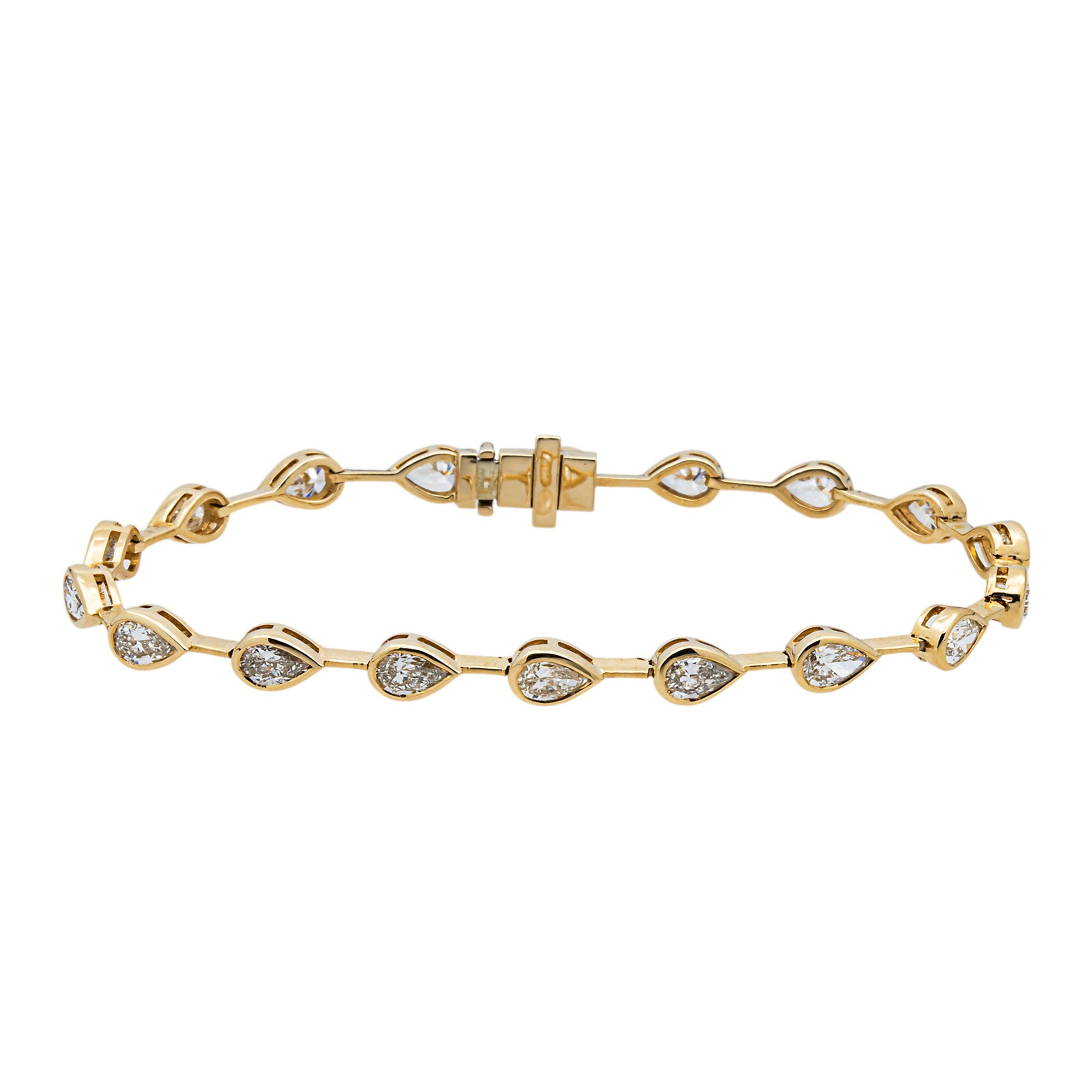 3 in 1 - 14K Yellow Gold Pear Diamond Necklace & Bracelet Set 14.42ctw