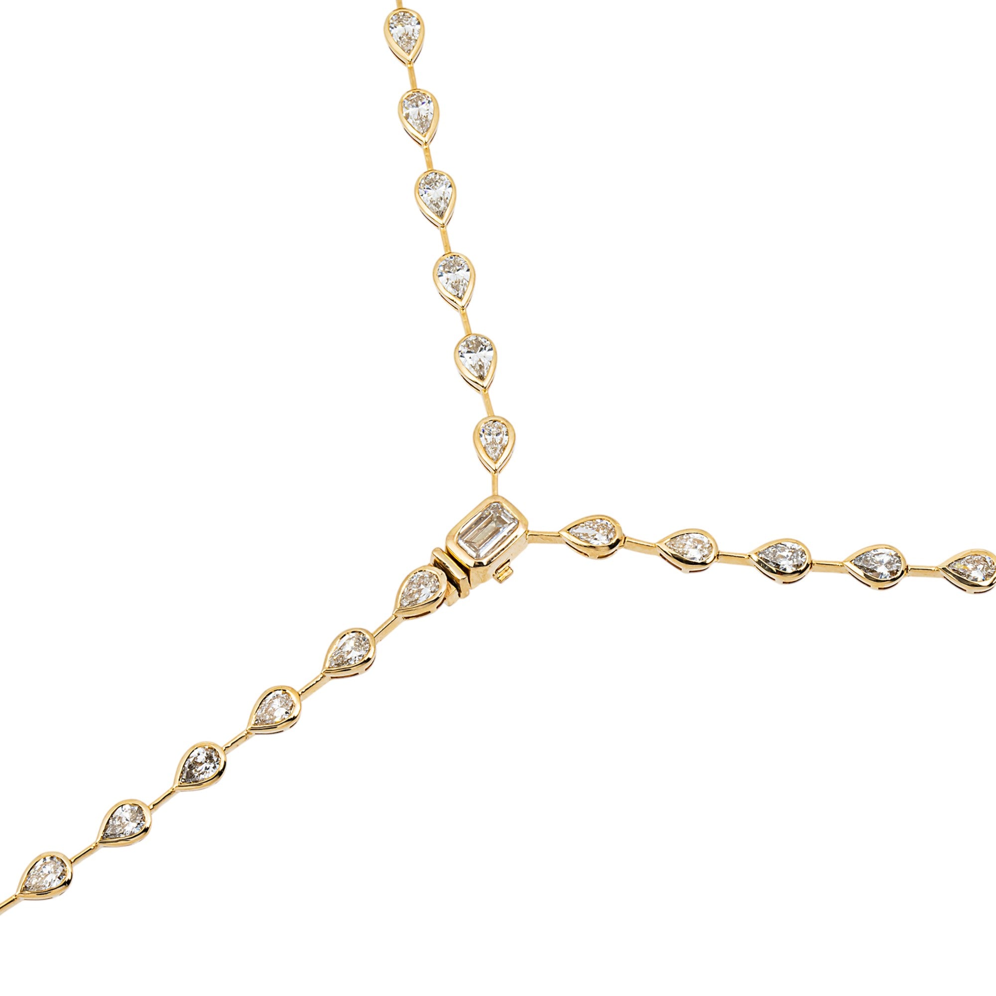 3 in 1 - 14K Yellow Gold Pear Diamond Necklace & Bracelet Set 14.42ctw