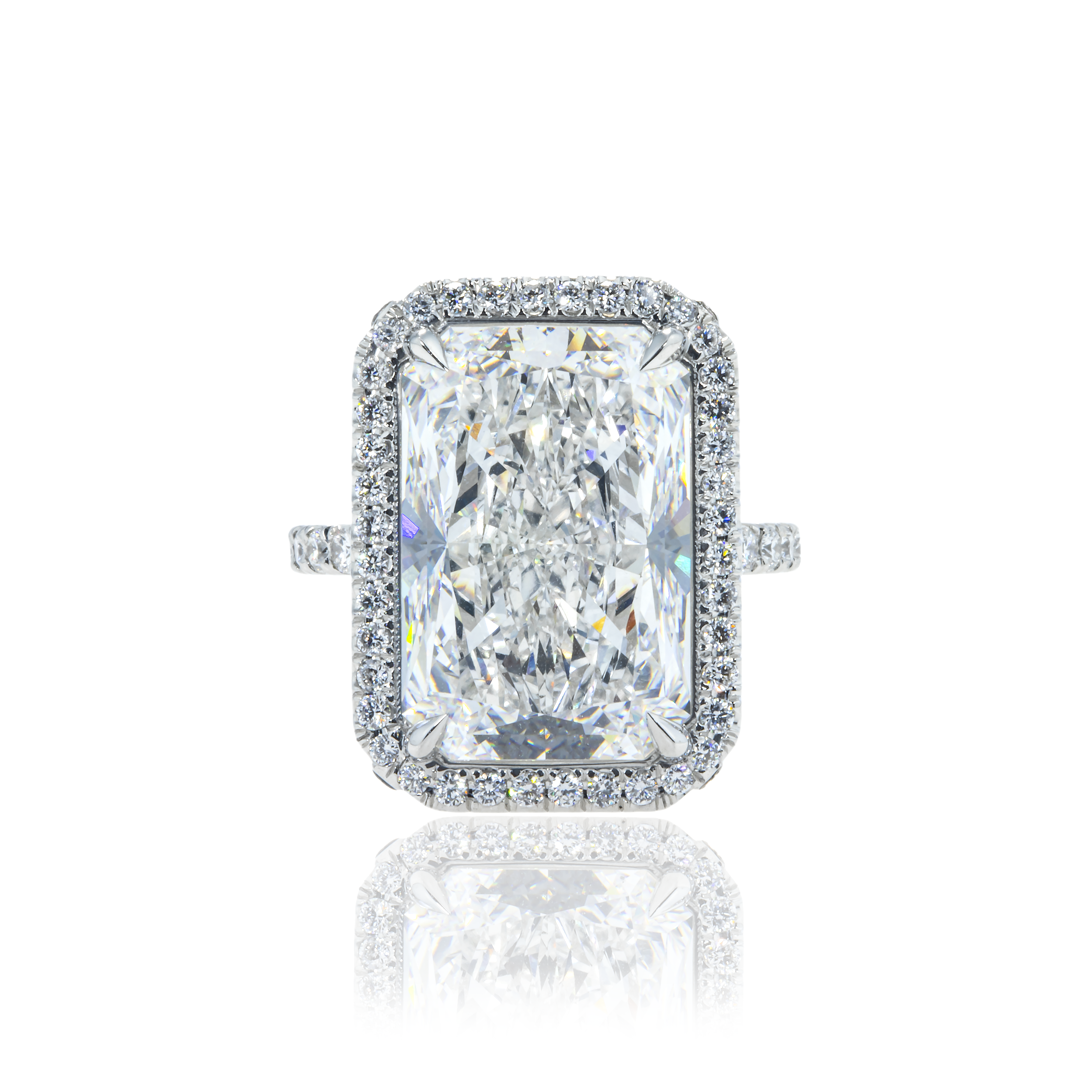 Platinum 12.20Ct Radiant Cut Diamond Engagement Ring 13.20Ctw Bridal