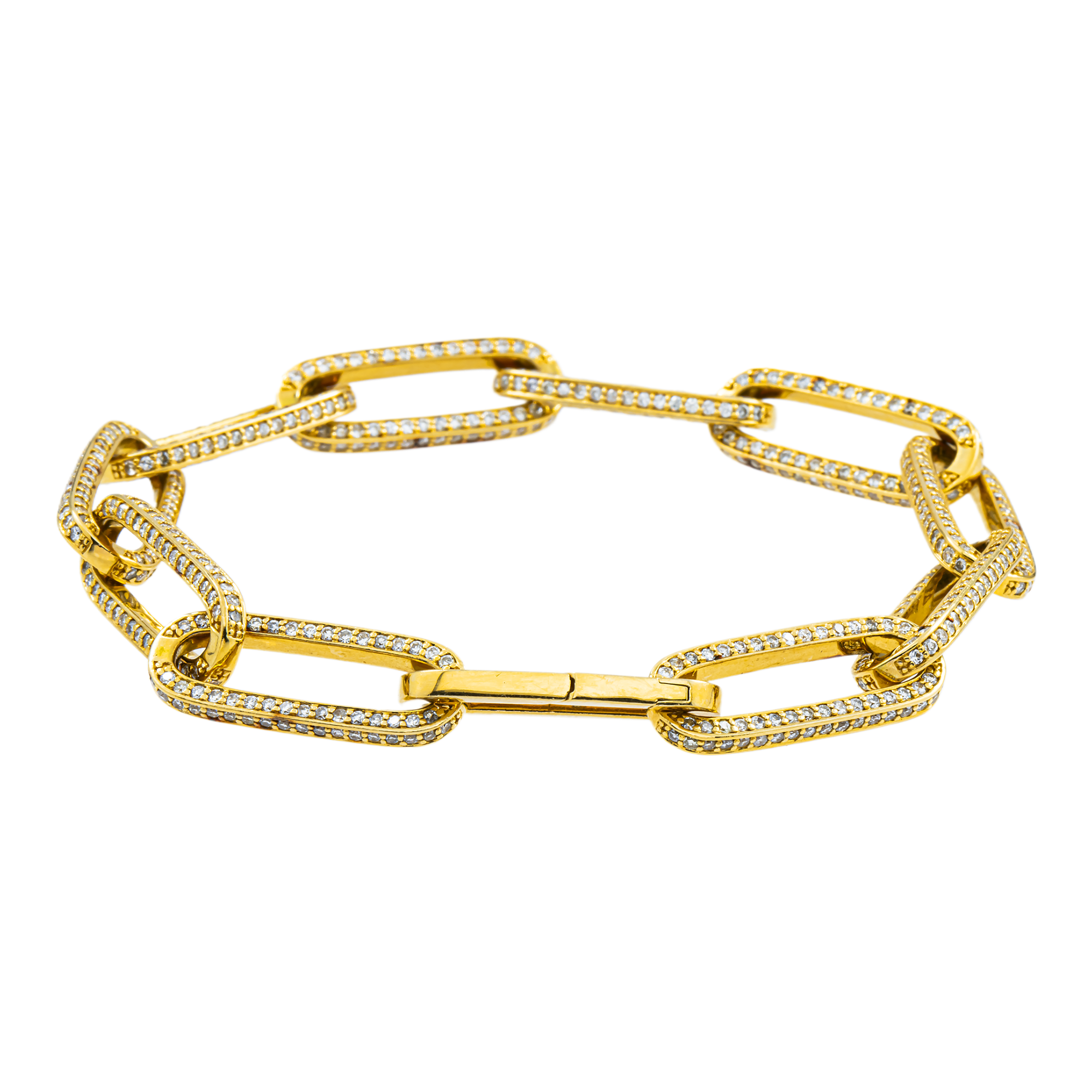 14K Yellow Gold PaperClip Chain Bracelet 4.67ct