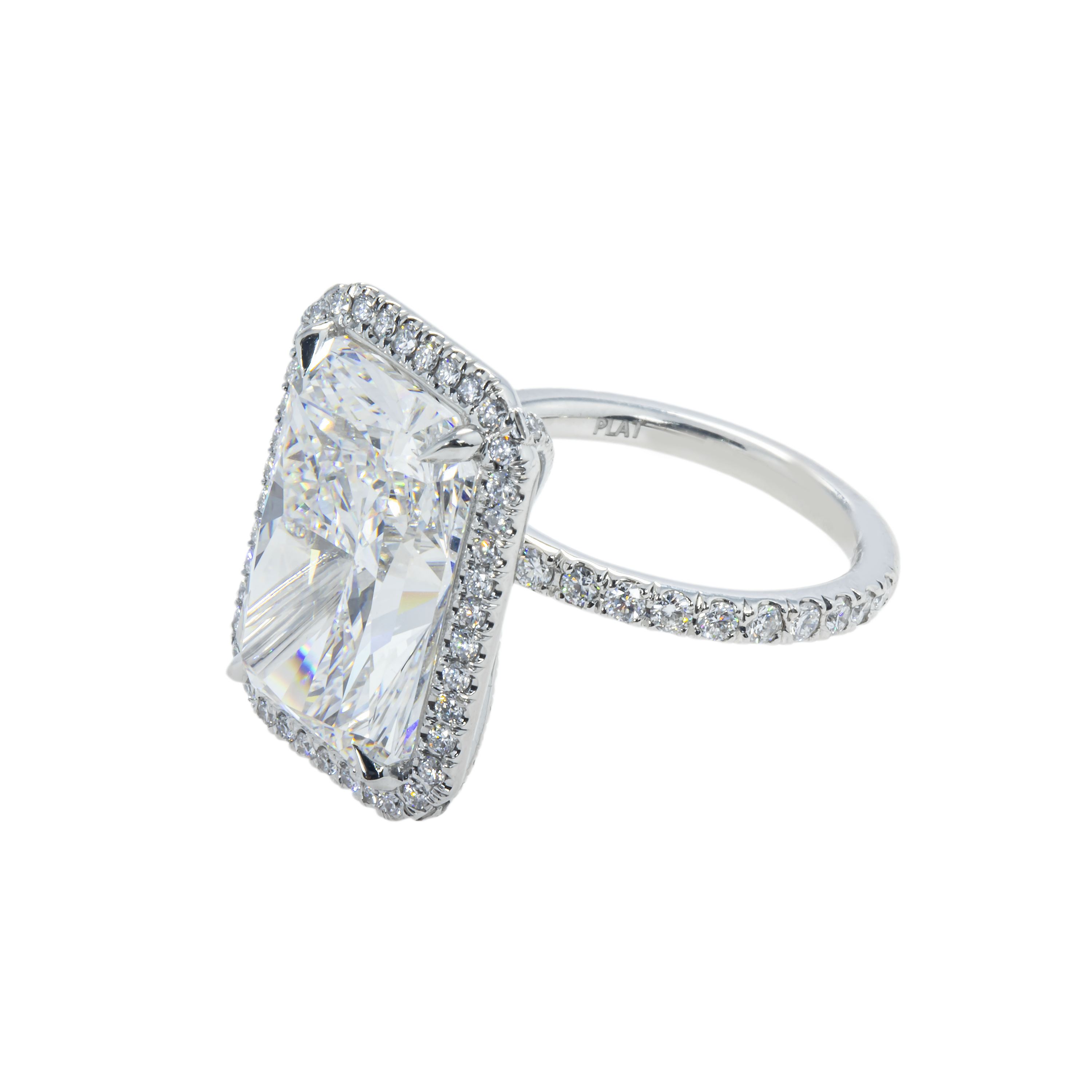 Platinum 12.20Ct Radiant Cut Diamond Engagement Ring 13.20Ctw Bridal