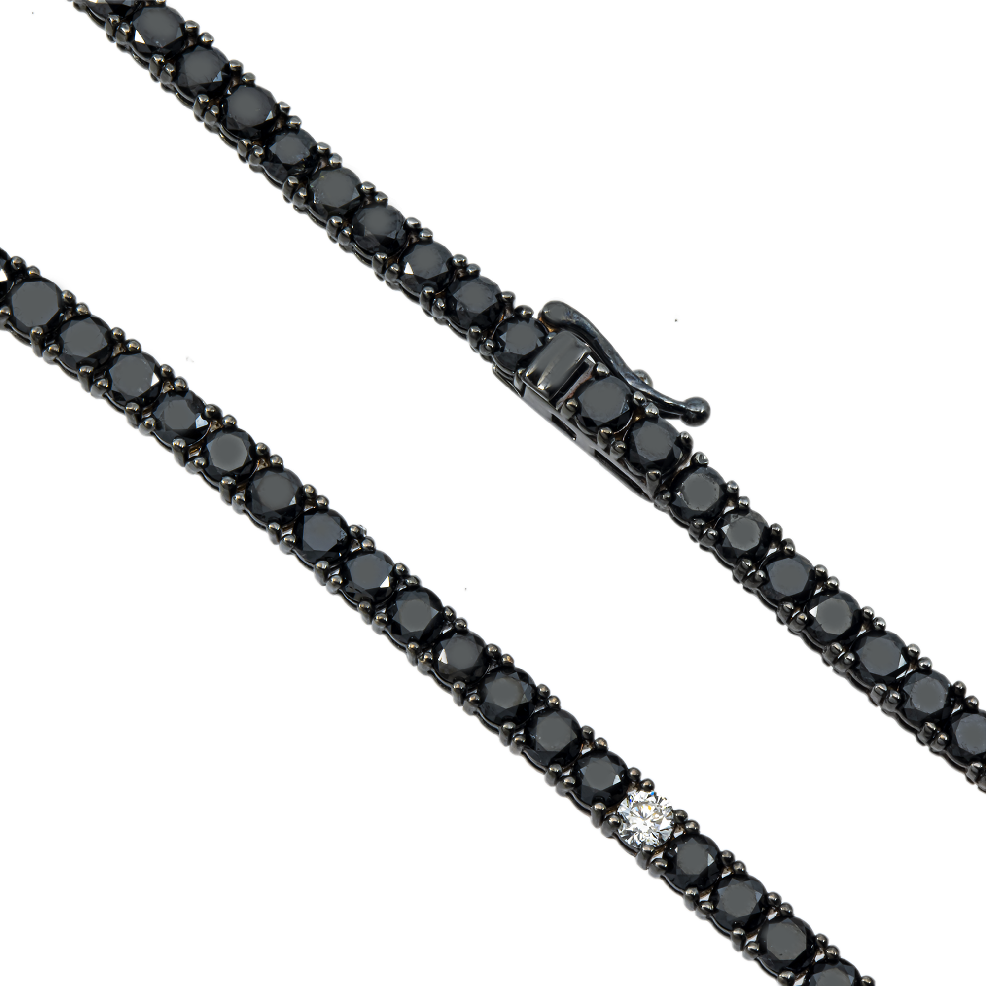 14K Black Gold Black & White Round Diamond Tennis Chain 15.03ct