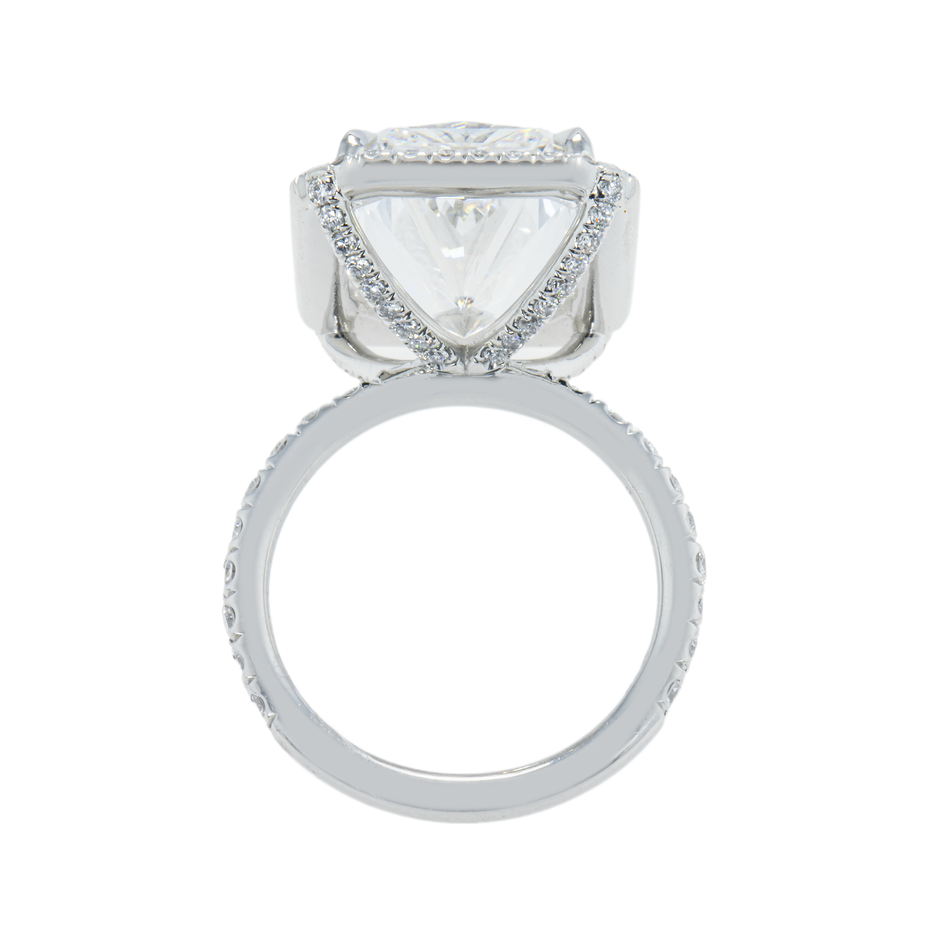 Platinum 12.20Ct Radiant Cut Diamond Engagement Ring 13.20Ctw Bridal