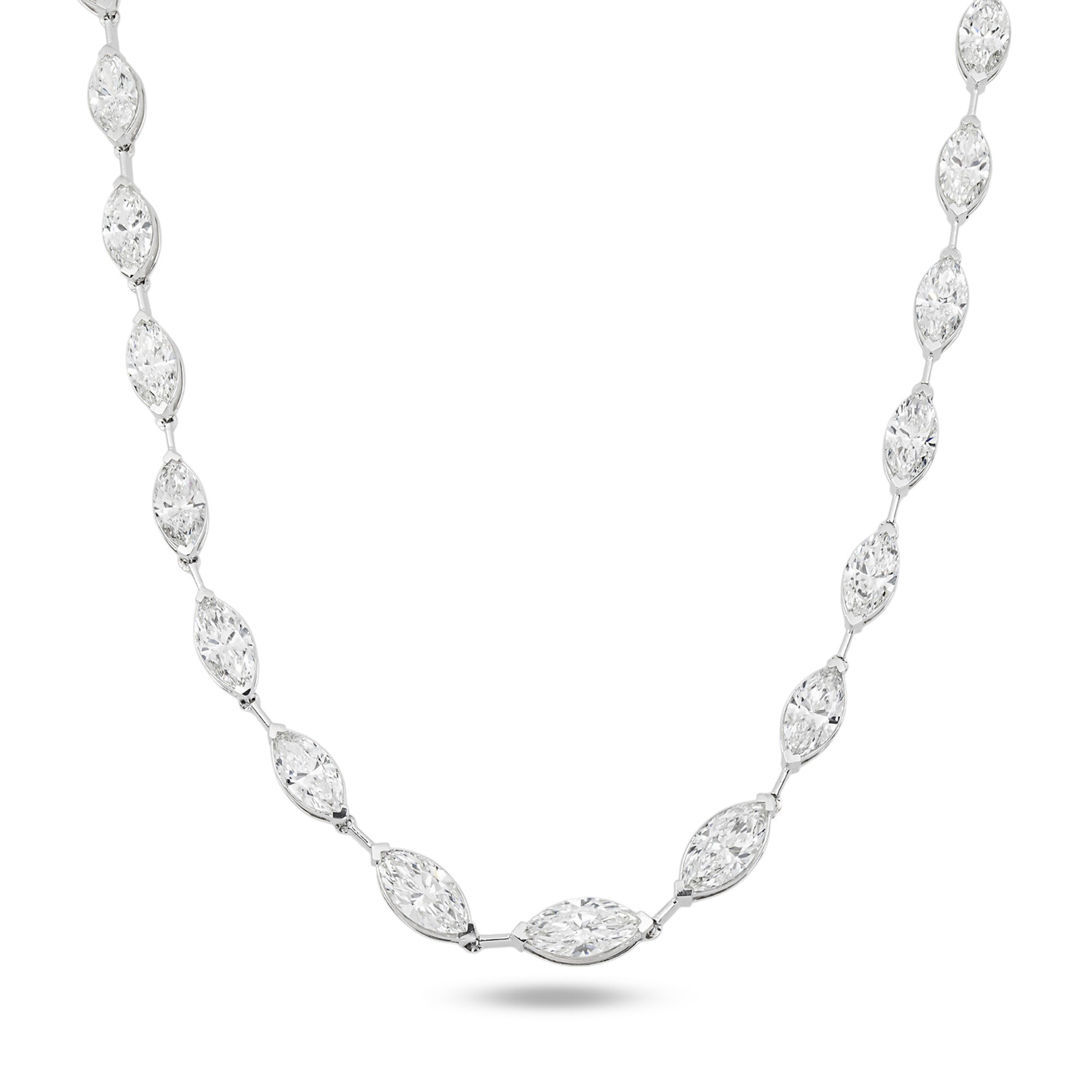 14K White Gold Marquise Diamond Satellite Necklace 18.66ct