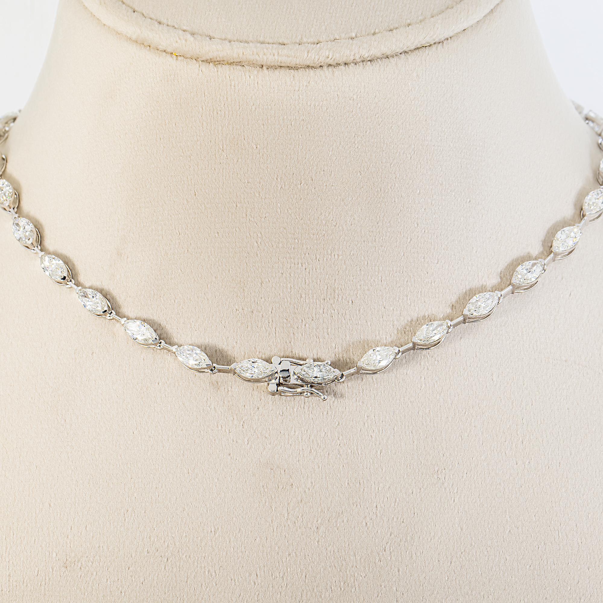 14K White Gold Marquise Diamond Satellite Necklace 18.66ct