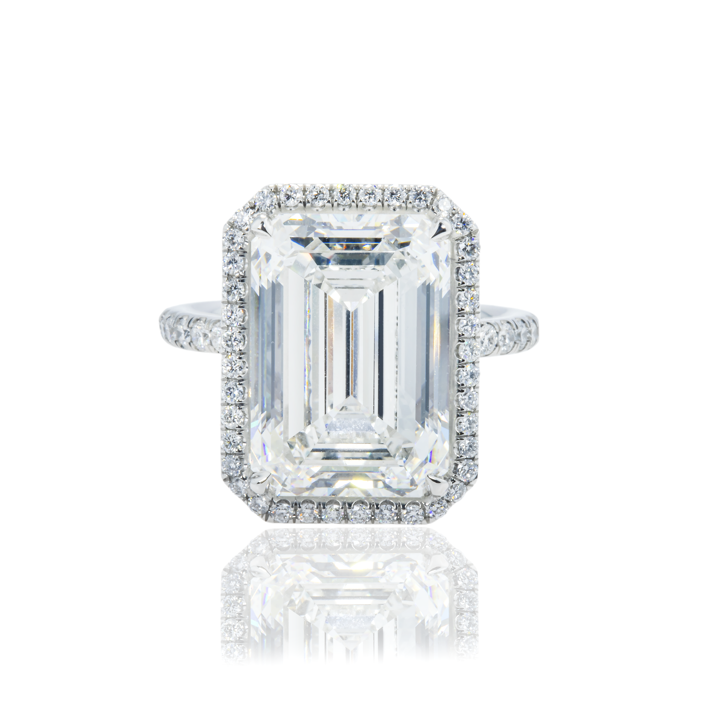 Platinum 10.17ct Emerald Cut Diamond Engagement Ring 11.07ctw