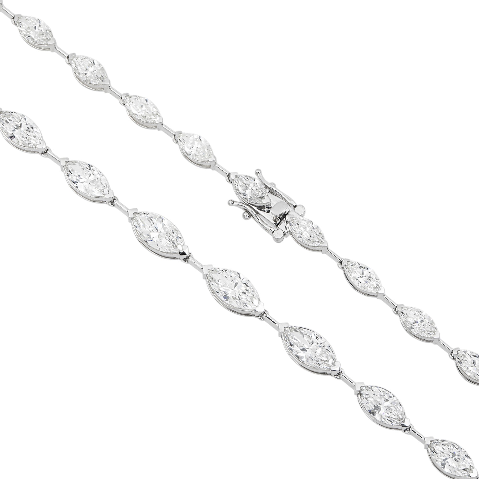 14K White Gold Marquise Diamond Satellite Necklace 18.66ct