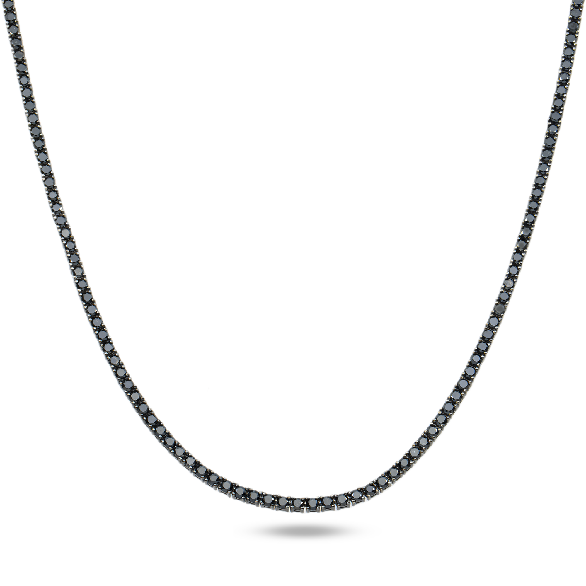 14K Black Gold Black Round Diamond Tennis Chain 9.65ct