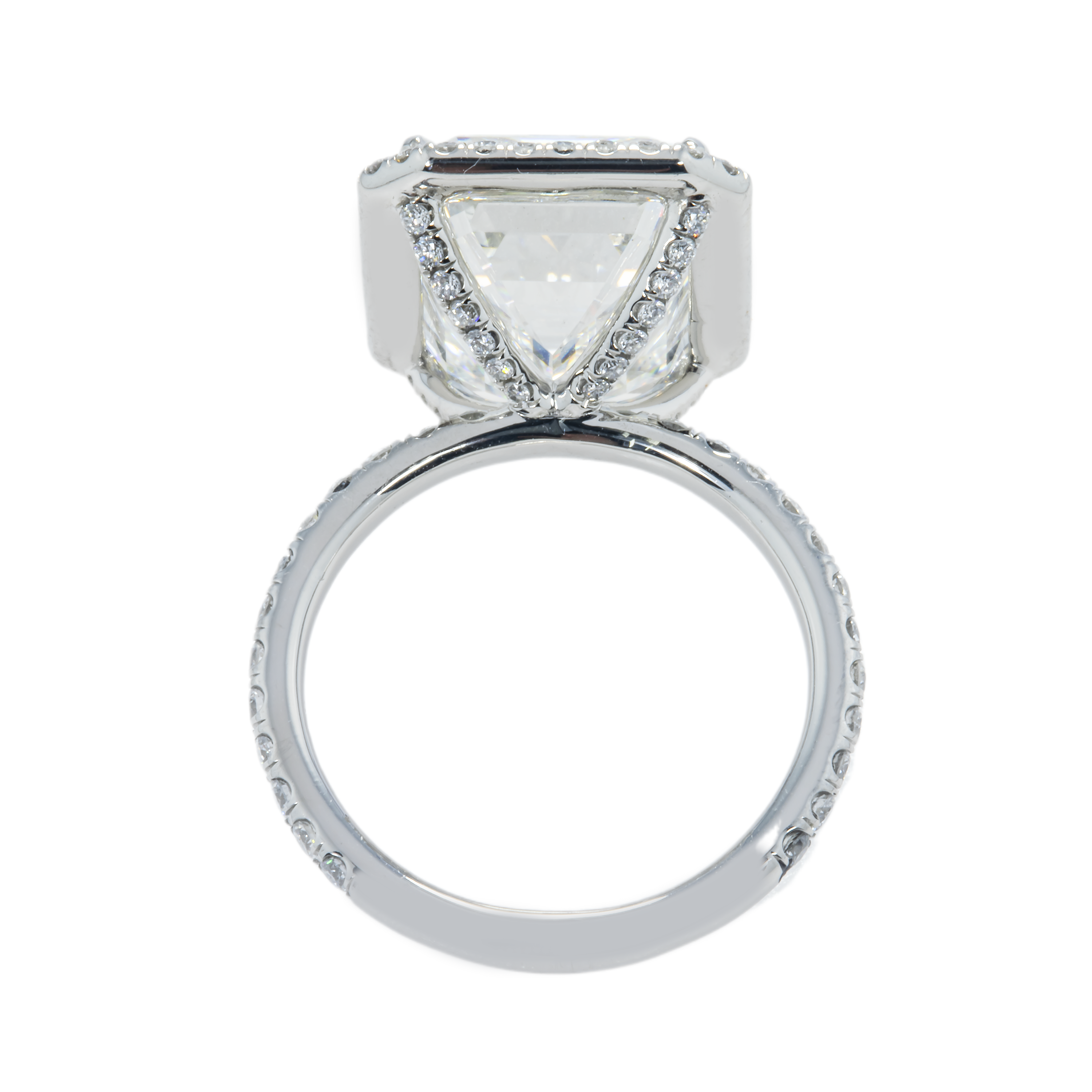 Platinum 10.17Ct Emerald Cut Diamond Engagement Ring 11.07Ctw Bridal