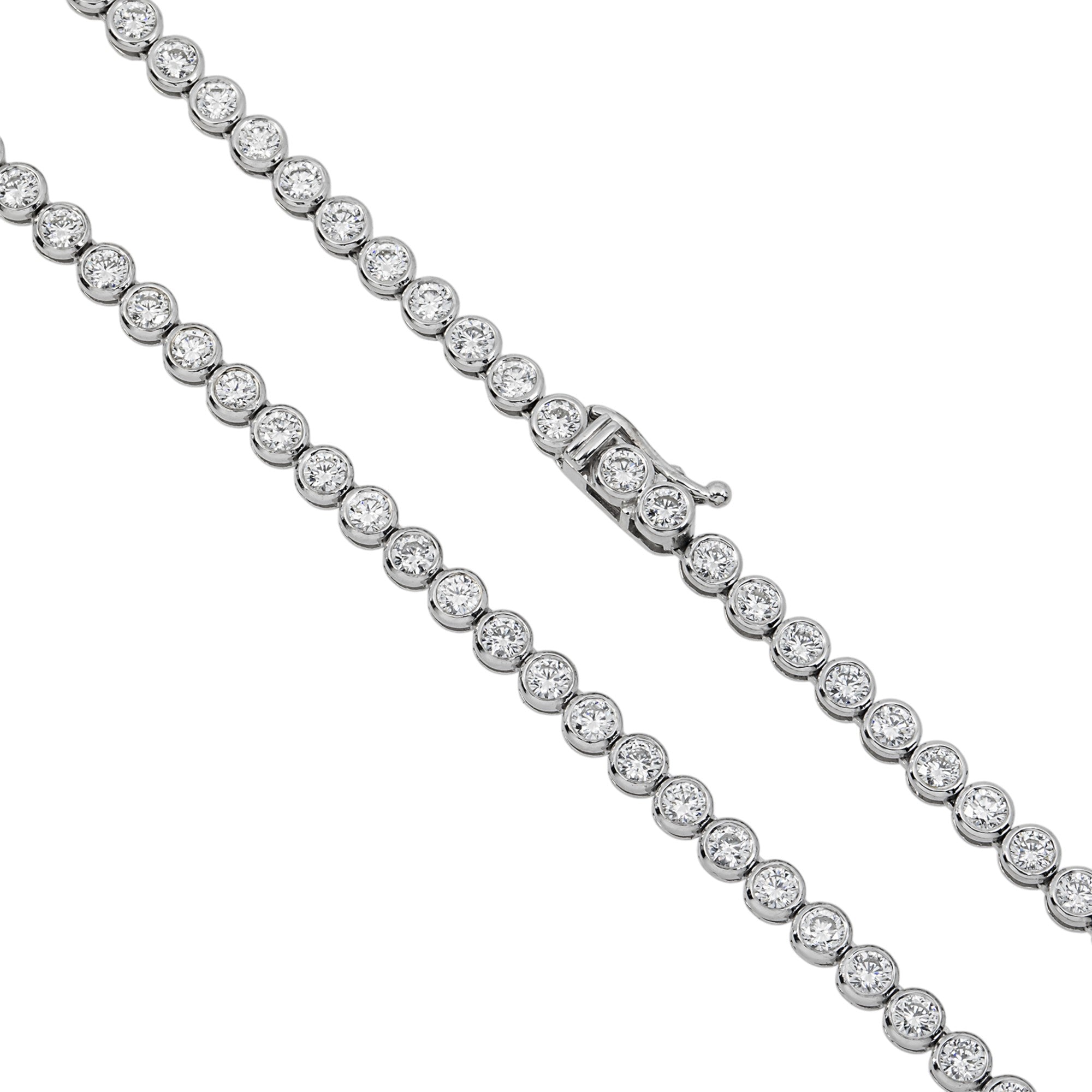 14K White Gold Bezel Set Round Diamond Tennis Chain 8.33ct