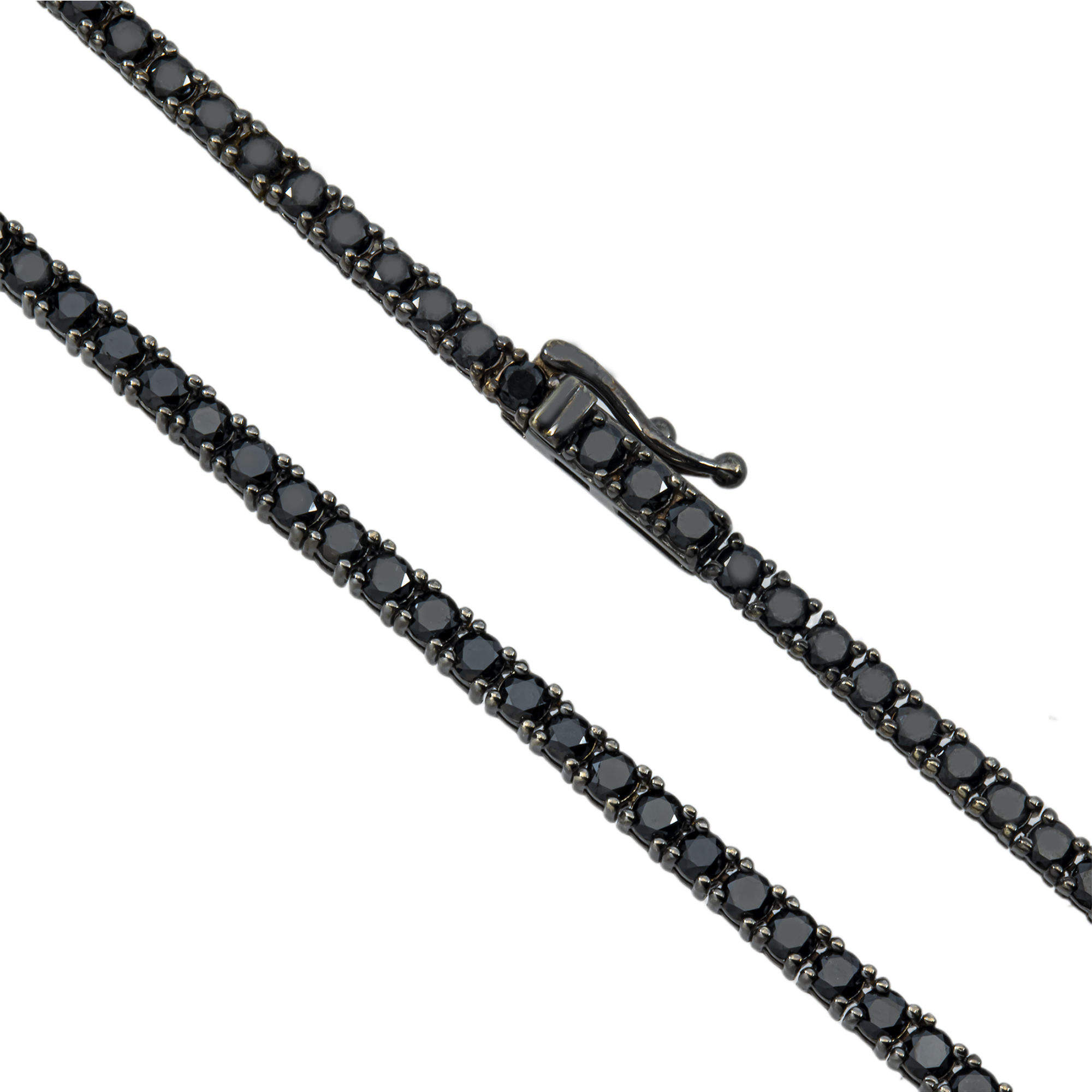 14K Black Gold Black Round Diamond Tennis Chain 9.65ct