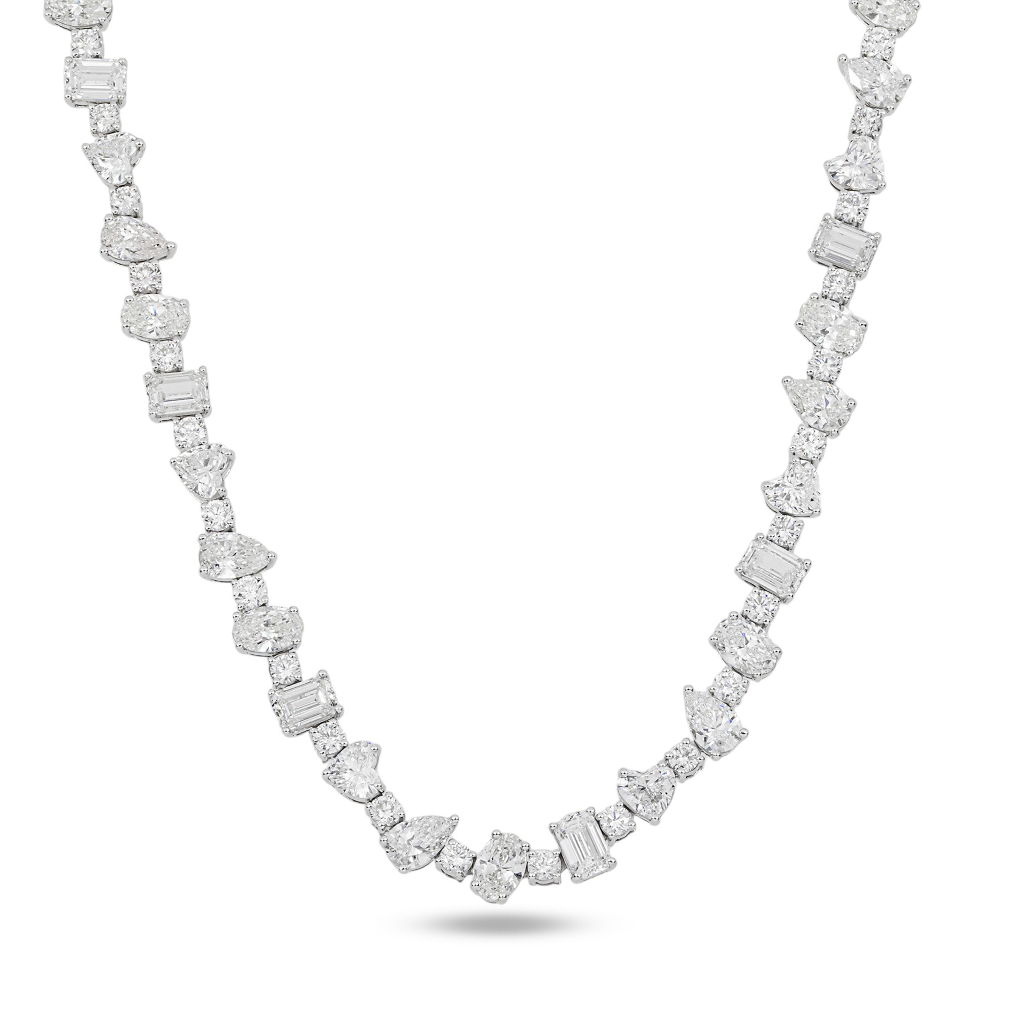 14K White Gold Multi Shape Diamond Tennis Chain 37.55ct