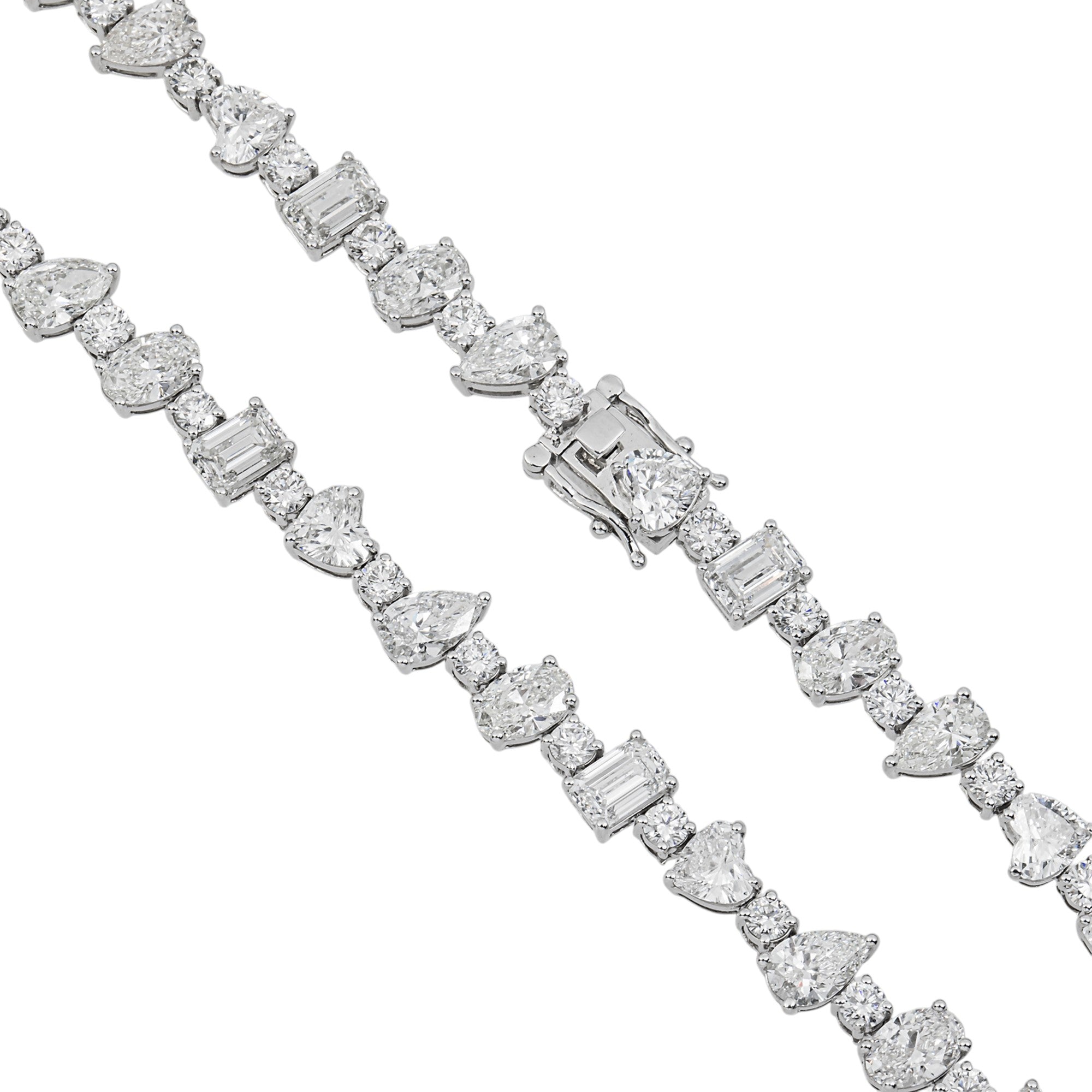 14K White Gold Multi Shape Diamond Tennis Chain 37.55ct