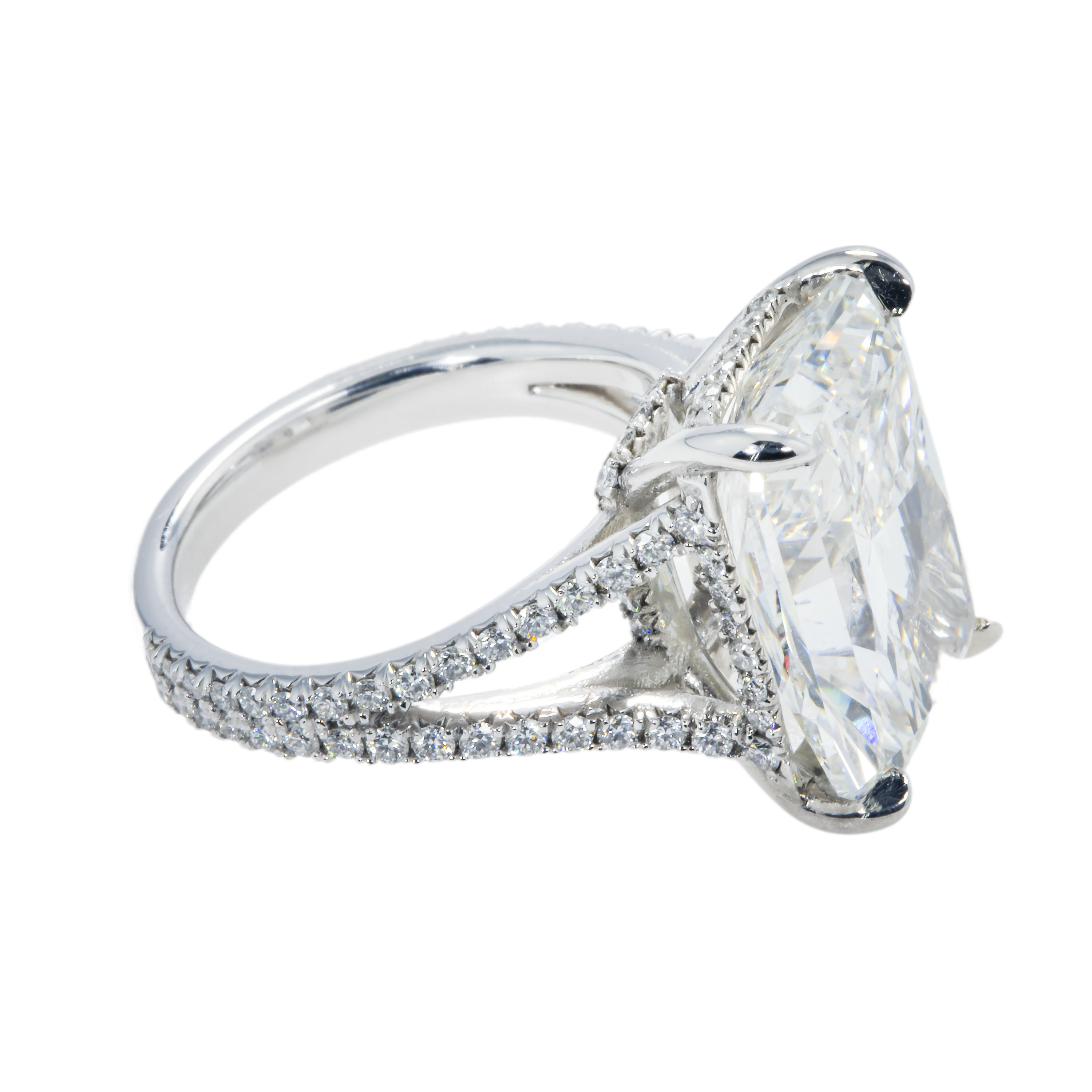 Platinum 9.01Ct Radiant Cut Diamond Engagement Ring 10.01Ctw Bridal