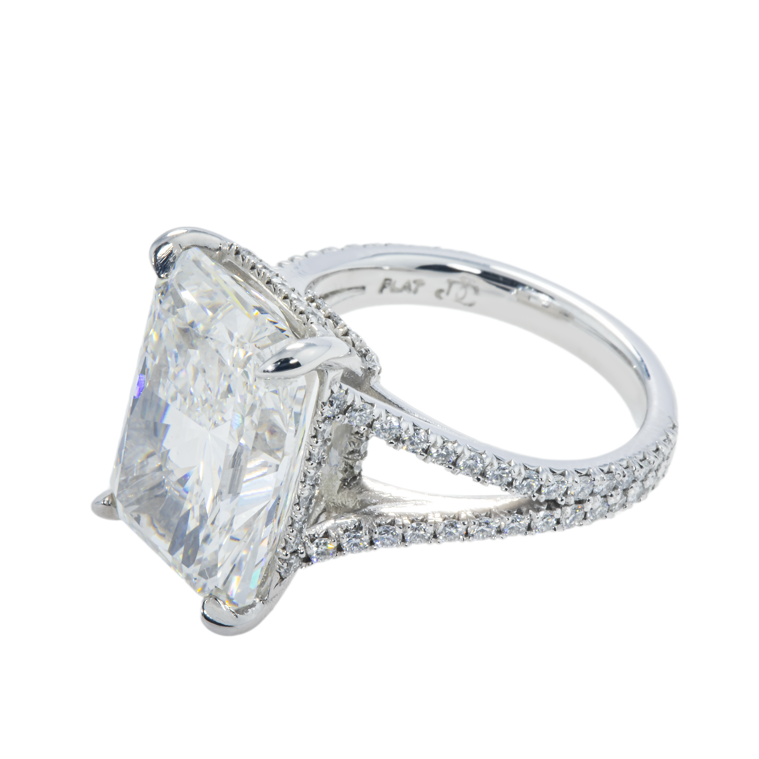 Platinum 9.01Ct Radiant Cut Diamond Engagement Ring 10.01Ctw Bridal