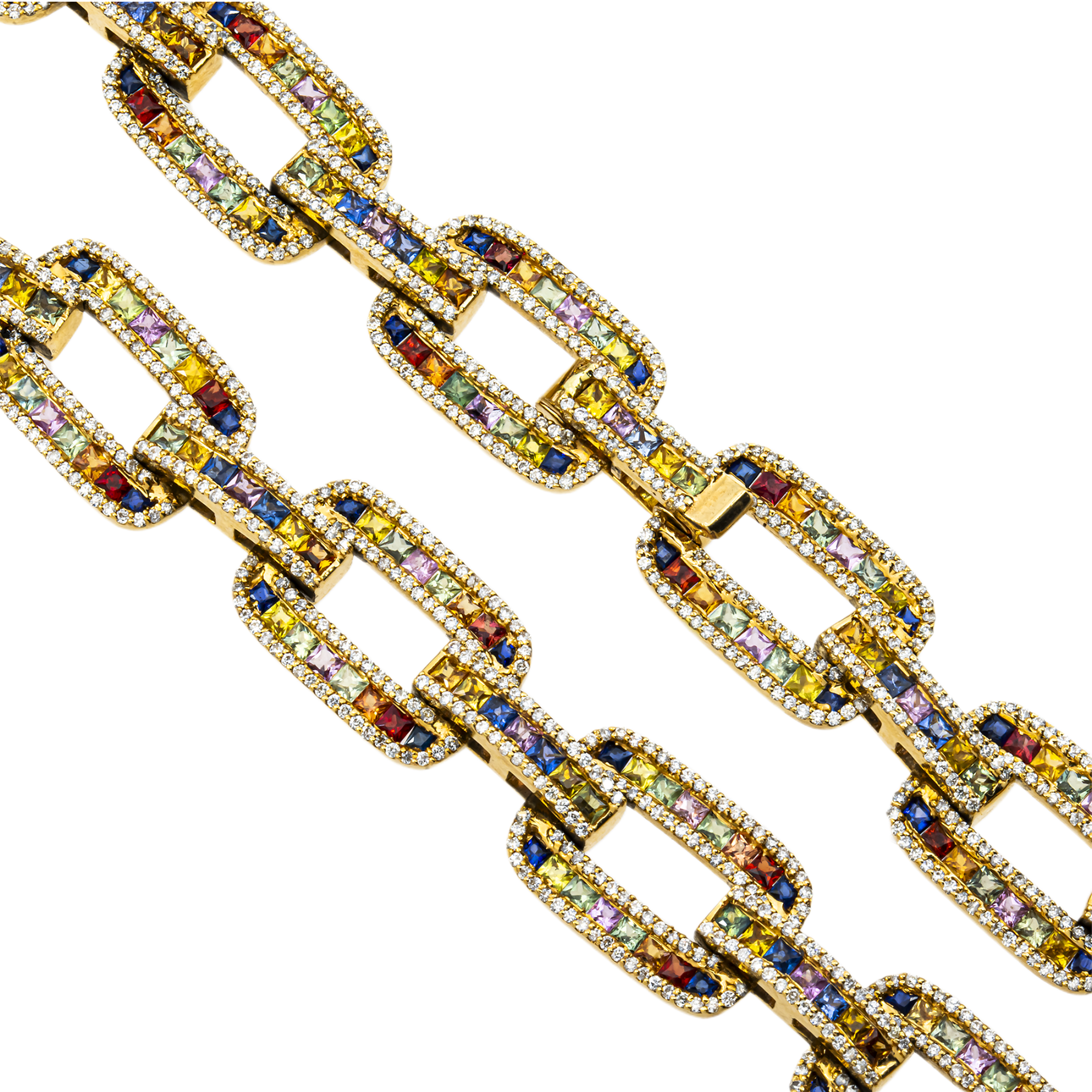 14K Yellow Gold Aura Gemstone & Diamond Hermes Link Chain