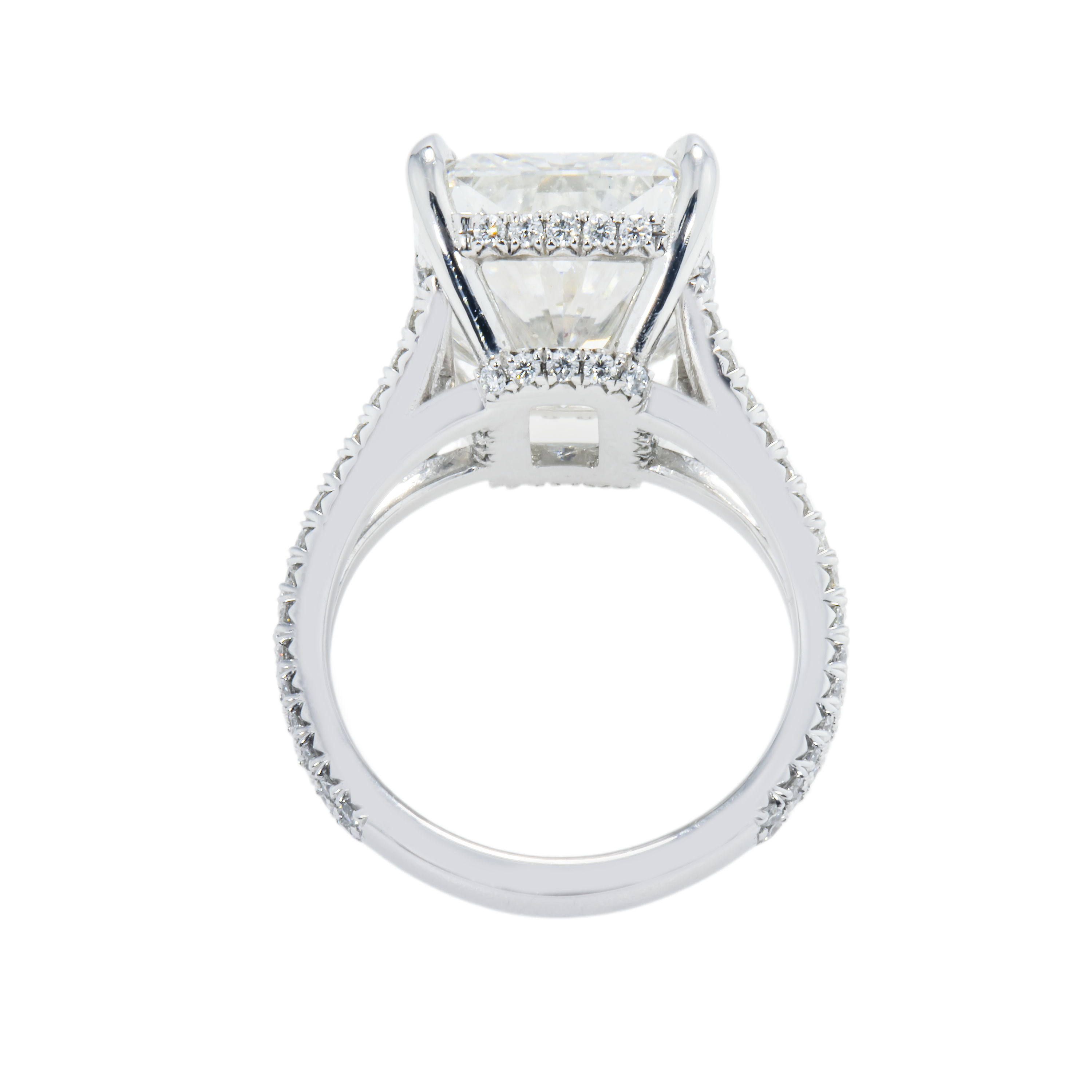 Platinum 9.01Ct Radiant Cut Diamond Engagement Ring 10.01Ctw Bridal