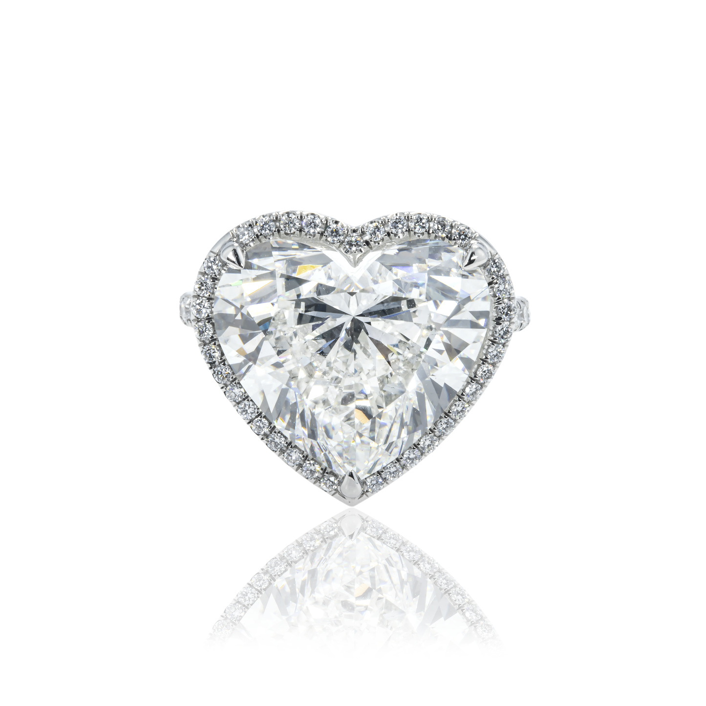 Platinum 10.50ct Heart Cut Diamond Engagement Ring 11.40ctw