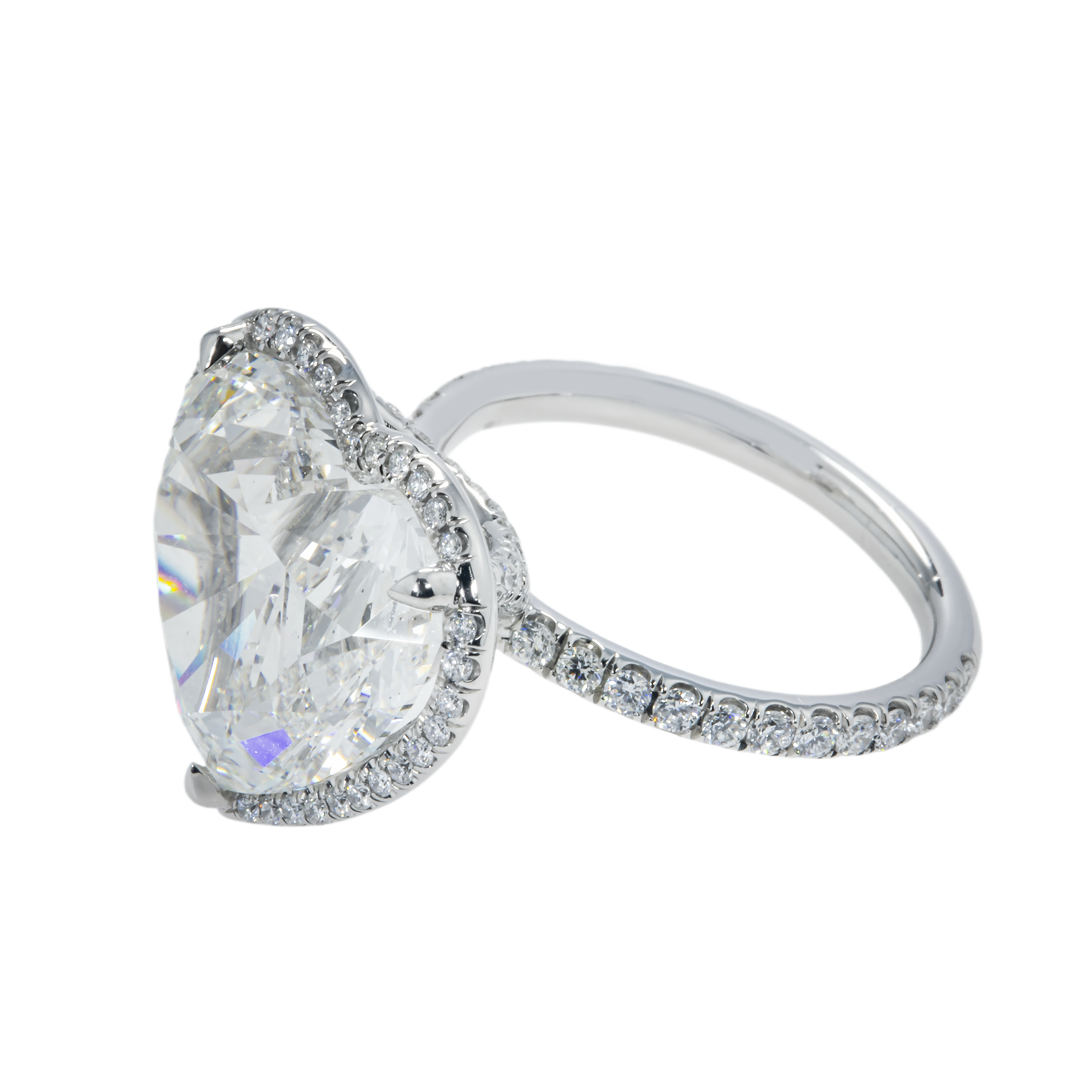 Platinum 10.50Ct Heart Cut Diamond Engagement Ring 11.40Ctw Bridal