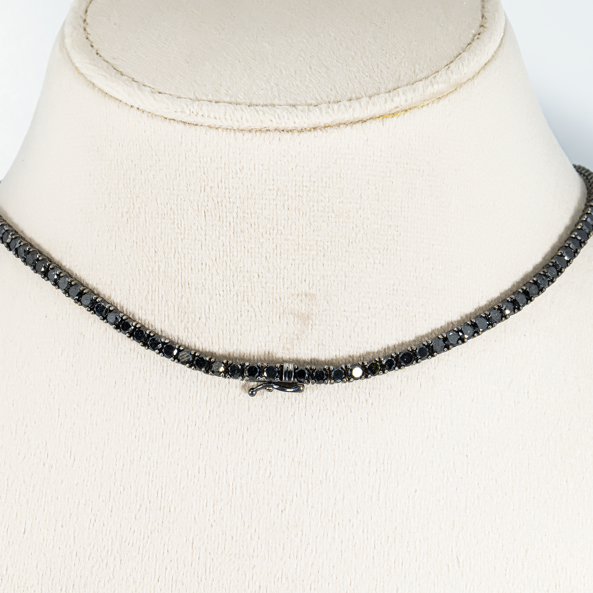 14K Black Gold Black & White Round Diamond Tennis Chain 15.03ct